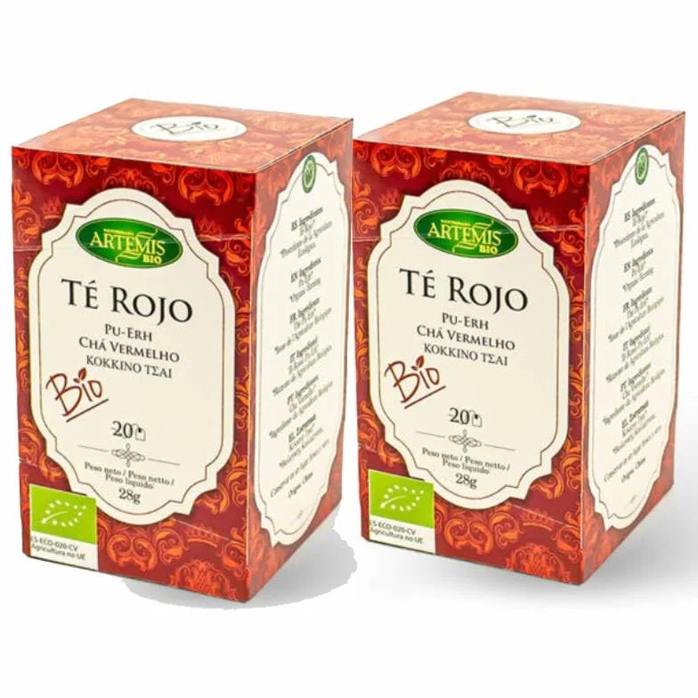 Herbes del Molí Té rojo Pu Erh eco 20 filtros 40 bolsitas ecológico fermentado