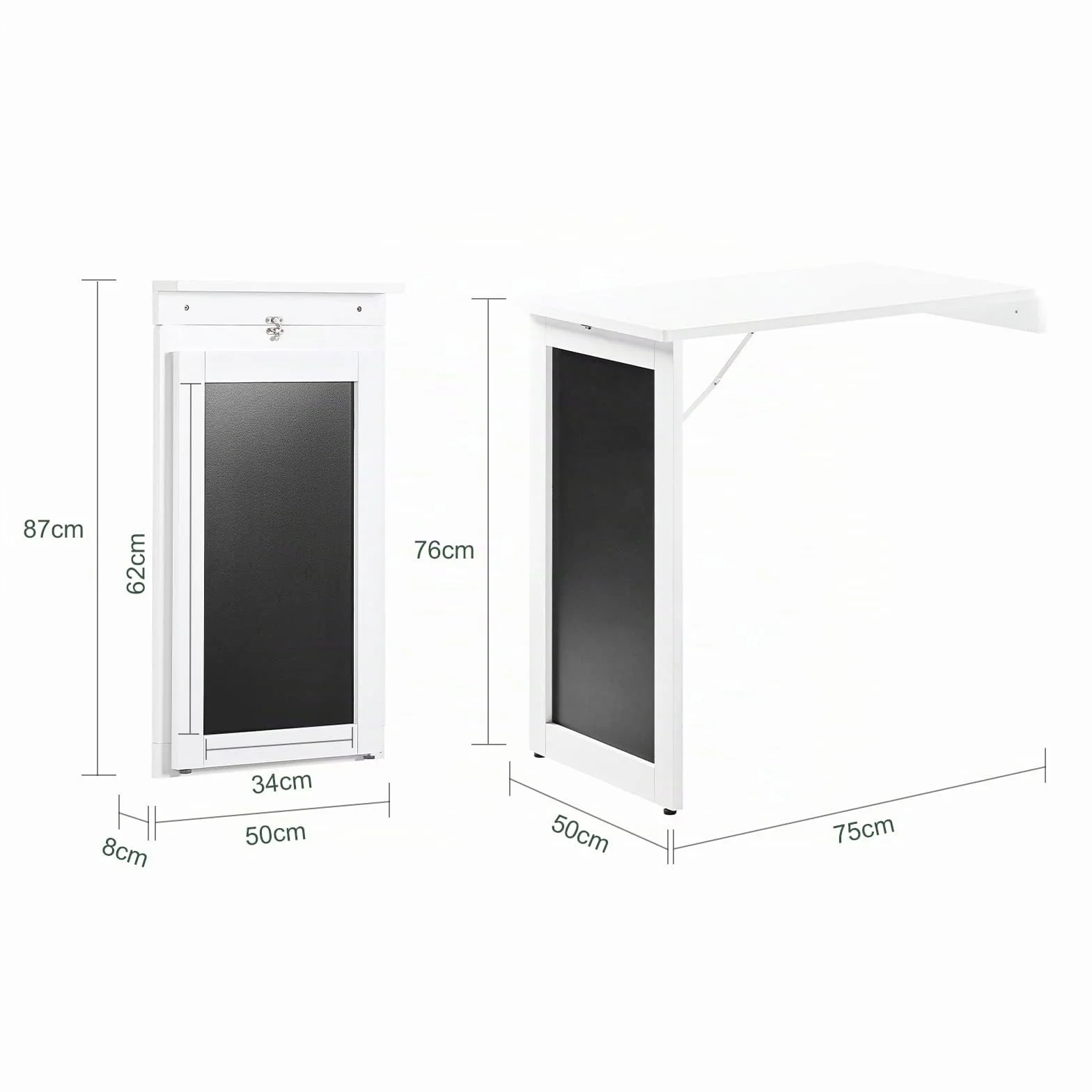 SoBuy Mesa Plegable Murale con Hoja Abatible Extensible 50x75x76cm Blanco
