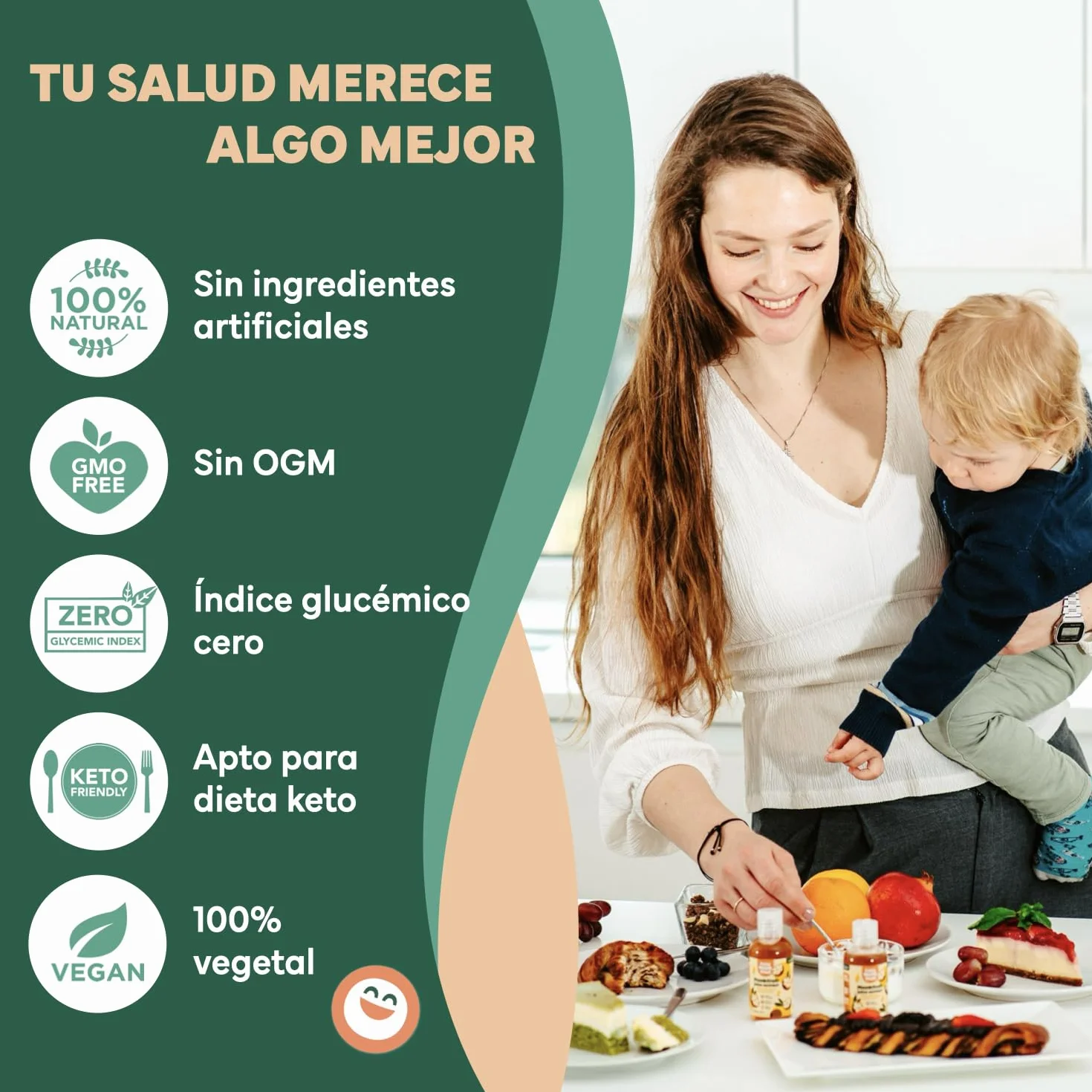 Happy Monkfruit® Fruta del Monje Gotas Edulcorante 75ml 250 Porciones 15x Más Dulce que el Azúcar Sin Eritritol ni Stevia Endulzante Natural Keto Vegano