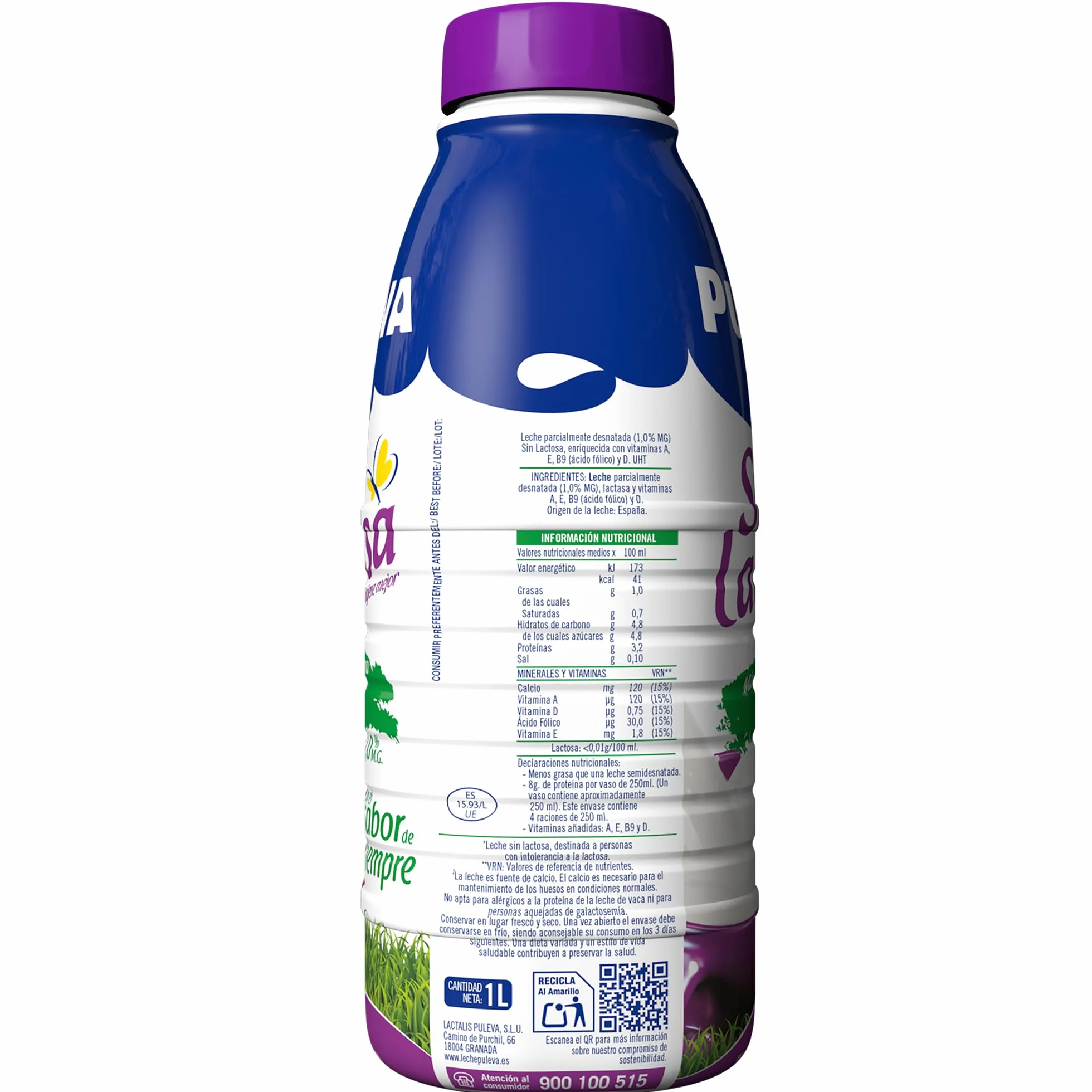 Leche Puleva Sin Lactosa Semidesnatada 1% M.G. Pack 6 x 1 L