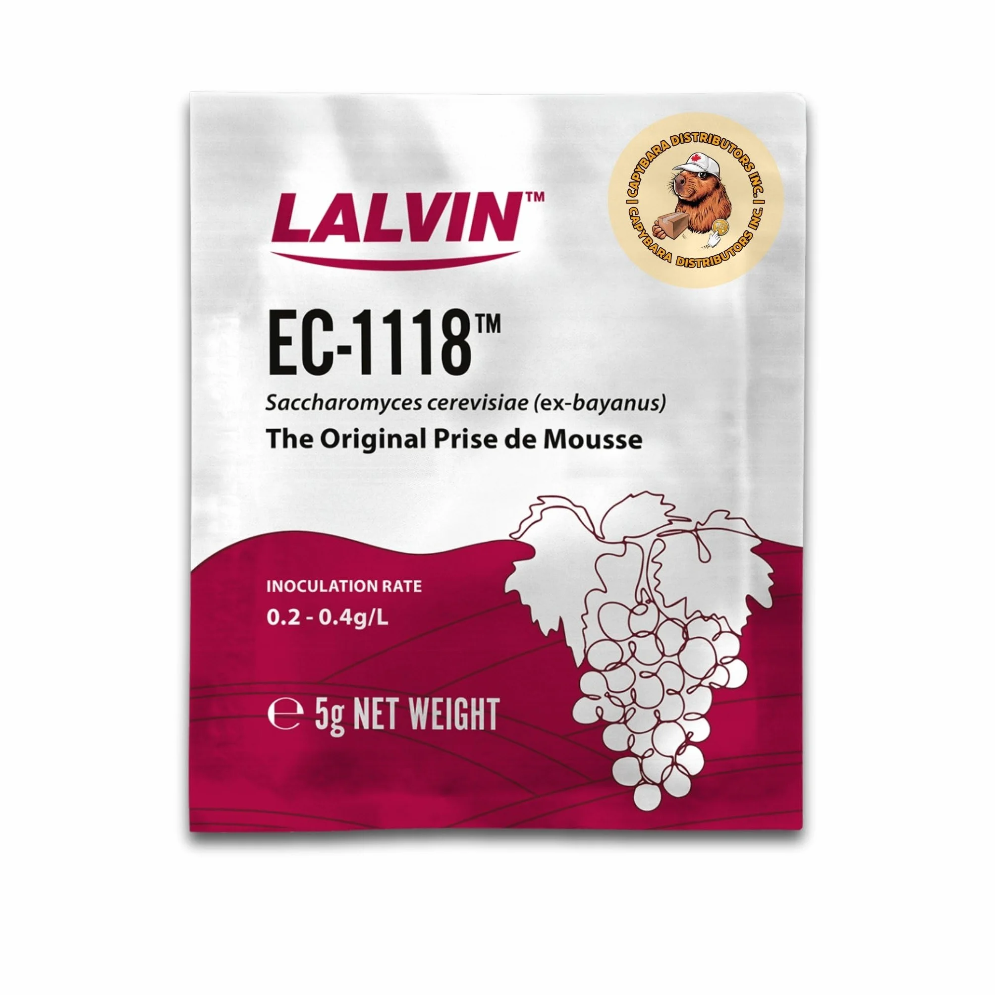 Lalvin EC-1118 Levadura de Vino Champagne - 5 Paquetes de 5 g - Saccharomyces cerevisiae