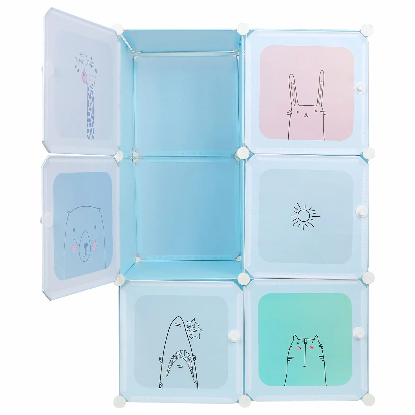 Homewell Armario De Almacenamiento Portátil Modular Con Puertas Y Barra De Ropa