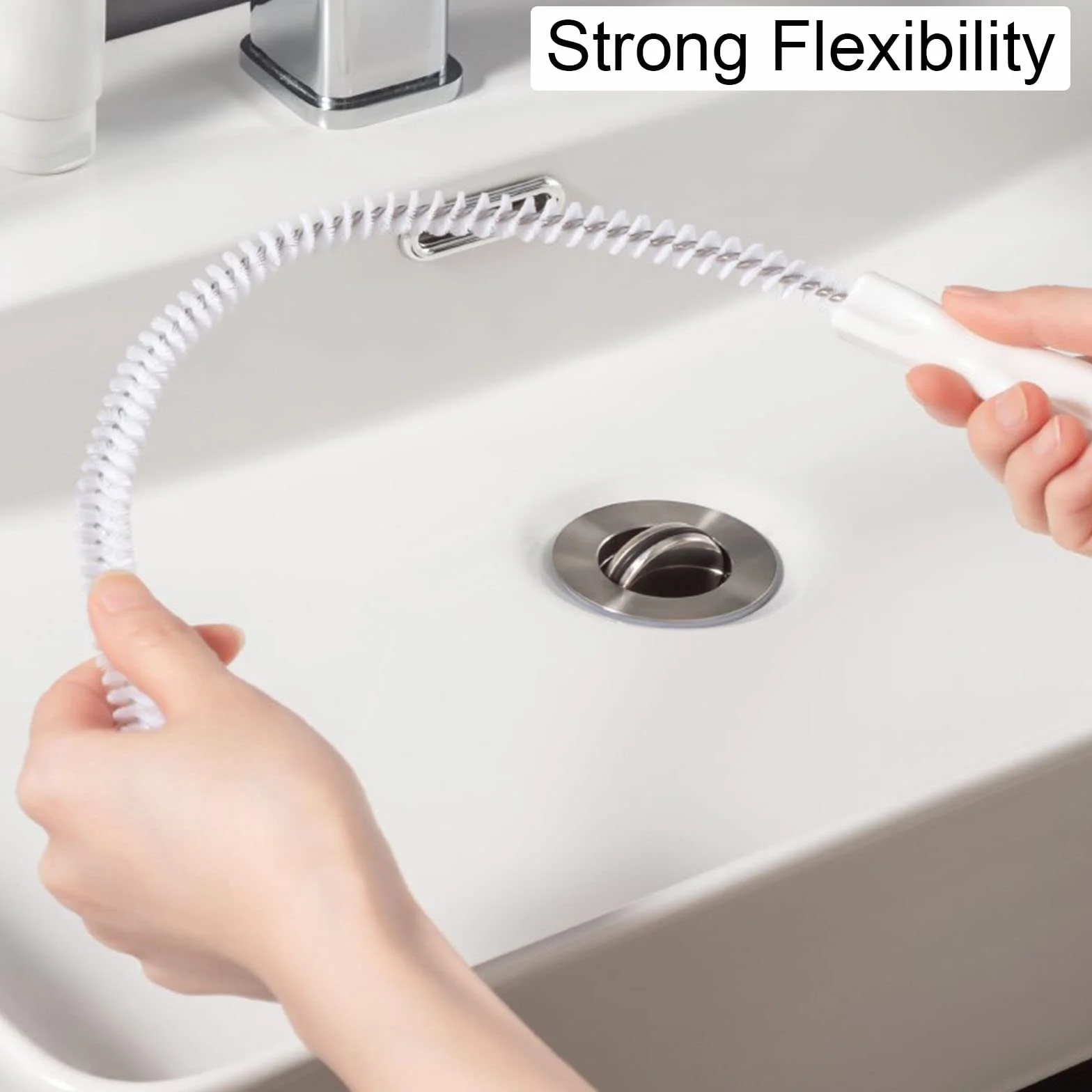 KEYRI 3 Piezas Cepillo de Limpieza para Desagüe, Flexible 45cm Cepillo de Limpieza de Tuberías, Herramienta de Drenaje para Eliminar Pelos y Desatascar, para la Limpieza de Baño Cocina (3 Piezas)