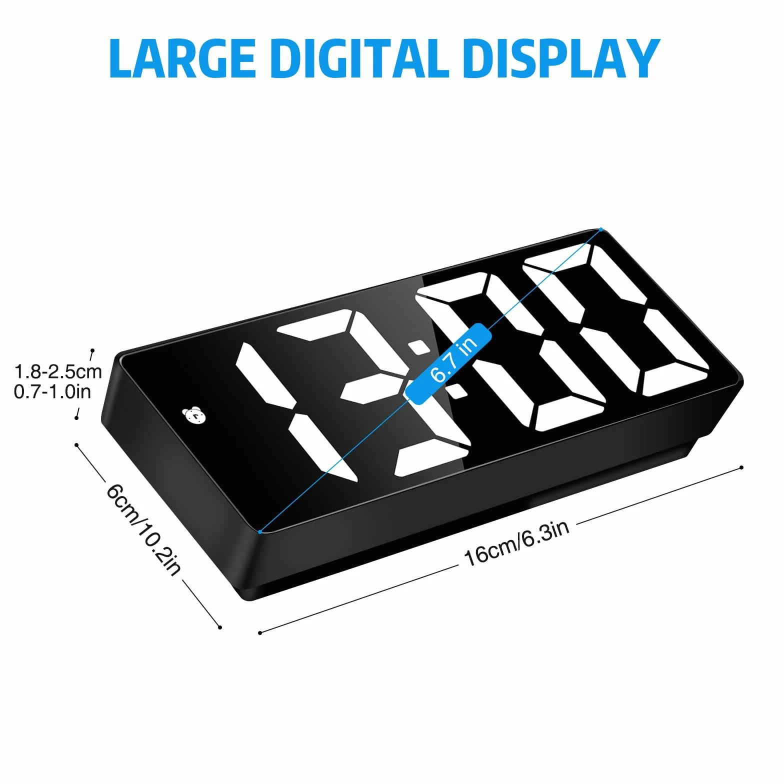 Reloj Despertador Digital, Reloj Digital Sobremesa Pantalla LED Grande Despertador Inteligente Alimentado por USB/Batería con Tiempo Fecha Temperatura Siesta Brillo Ajustable, Luz Blanco