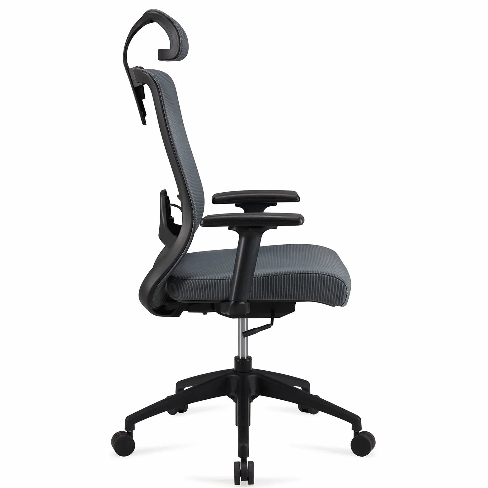 Amazon Basics Silla ejecutiva ergonómica, respaldo alto, silla de escritorio, silla de oficina, reposacabezas ajustable, reposabrazos y soporte lumbar, 63 x 59,5 x 124 cm, gris