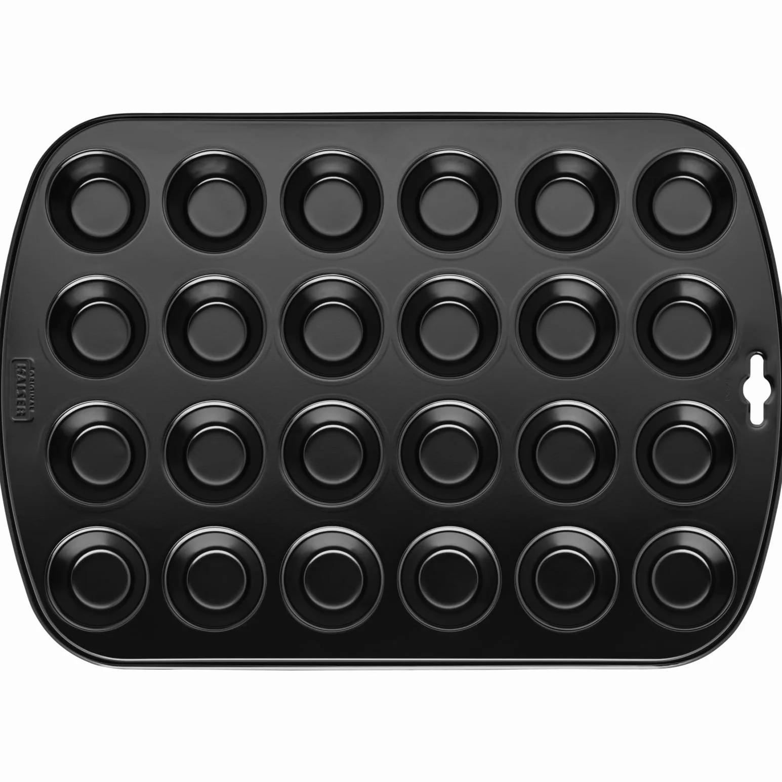 ORIGINAL KAISER - Molde 24 Mini Magdalenas, Molde para Mini Muffins de 38 x 27, Acero con Revestimiento Antiadherente, Negro