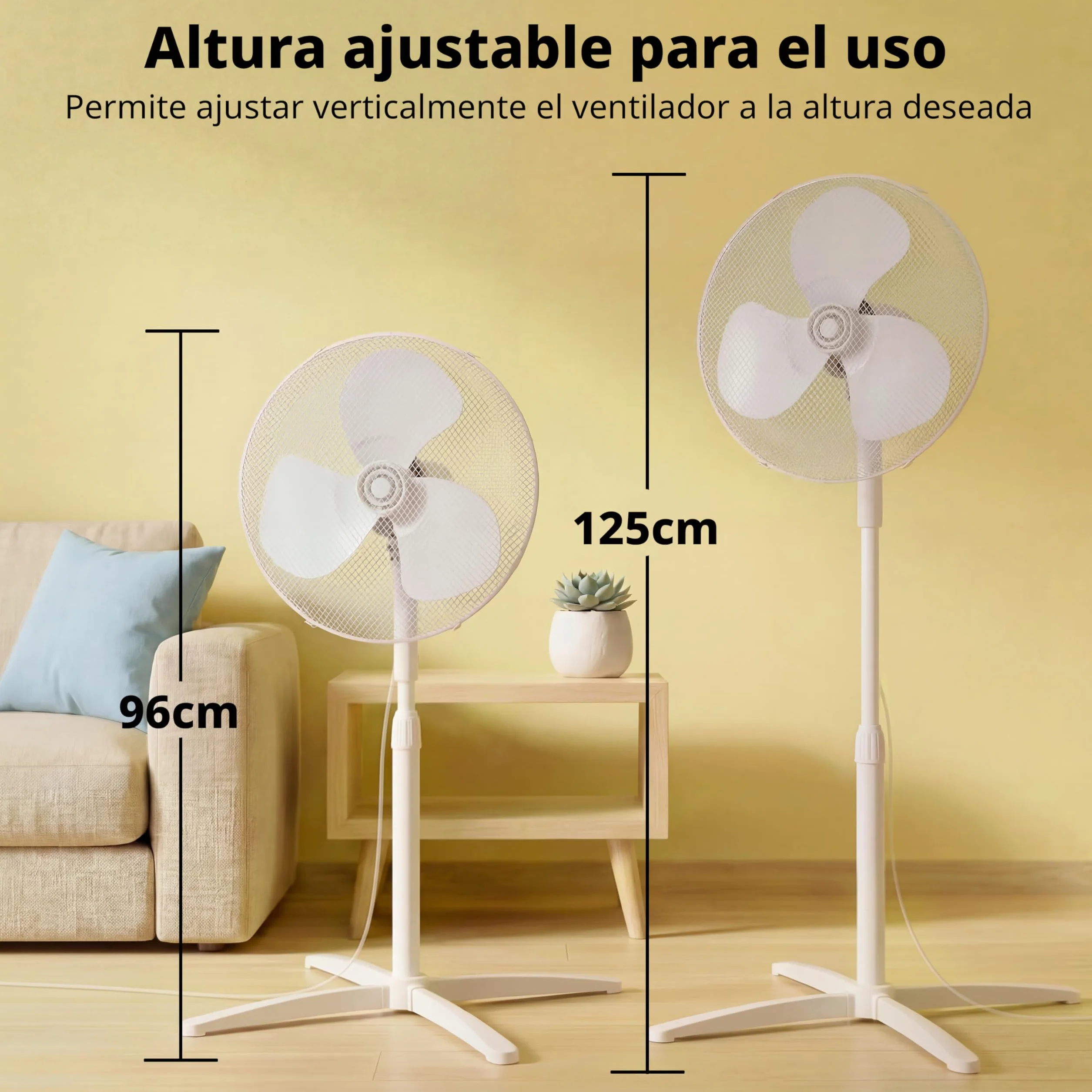 COMFEE Ventilador de Pie 40W 3 Velocidades Oscilación 90º Altura Ajustable Flujo de Aire 40m3/min Silencioso