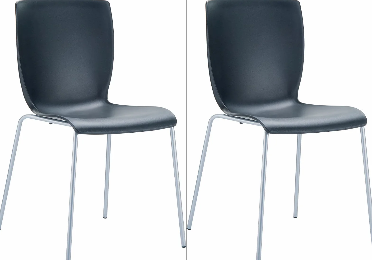 CLP Set De 2 Sillas Apilables Mio De Plástico I Sillas para Eventos Impermeables con Base De Aluminio & Respaldo, Color:Negro