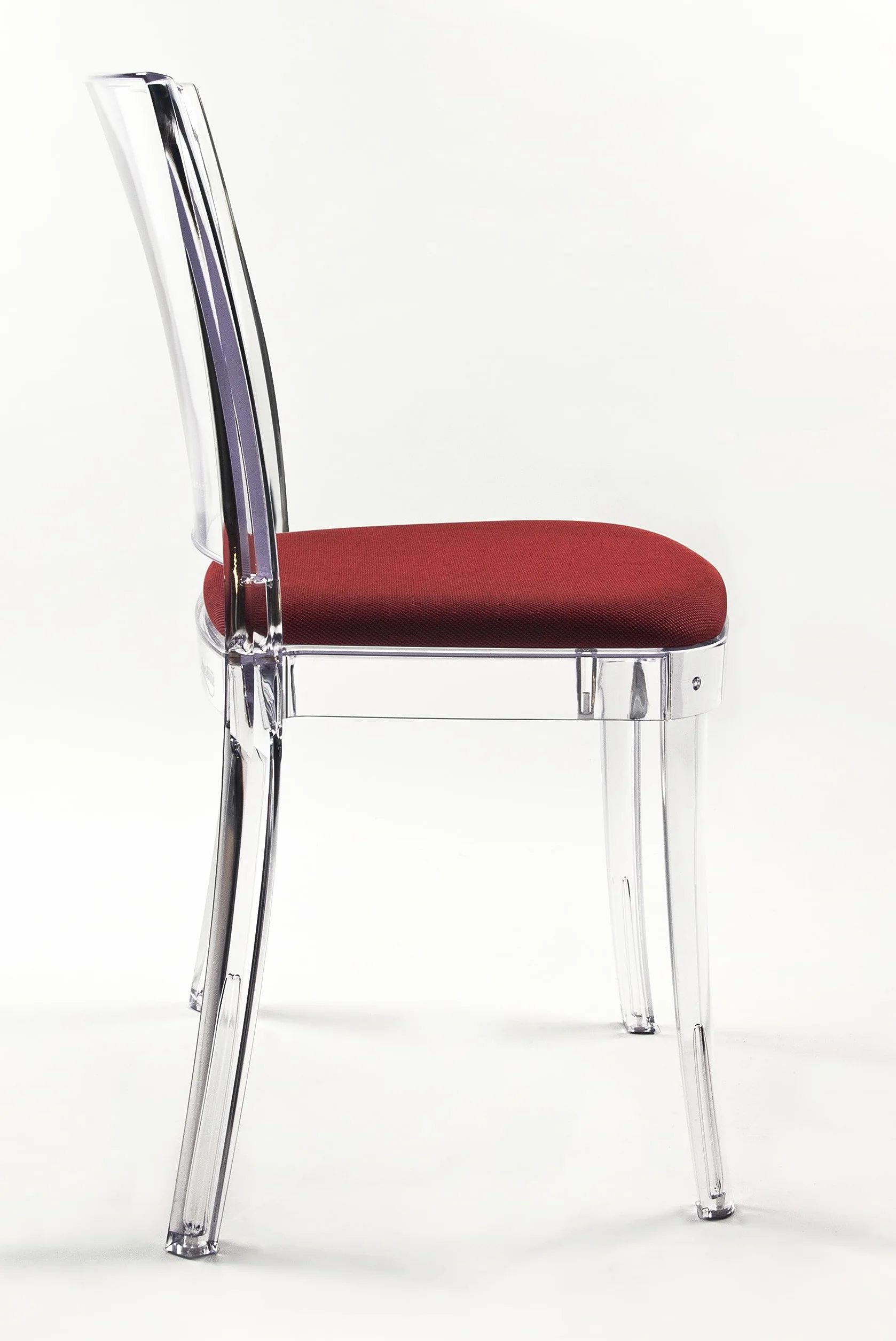 Lucienne - Silla transparente Neutro - Pack de 4 piezas - con cojín de Trevira Kat Rojo Tricolor - 16C2000