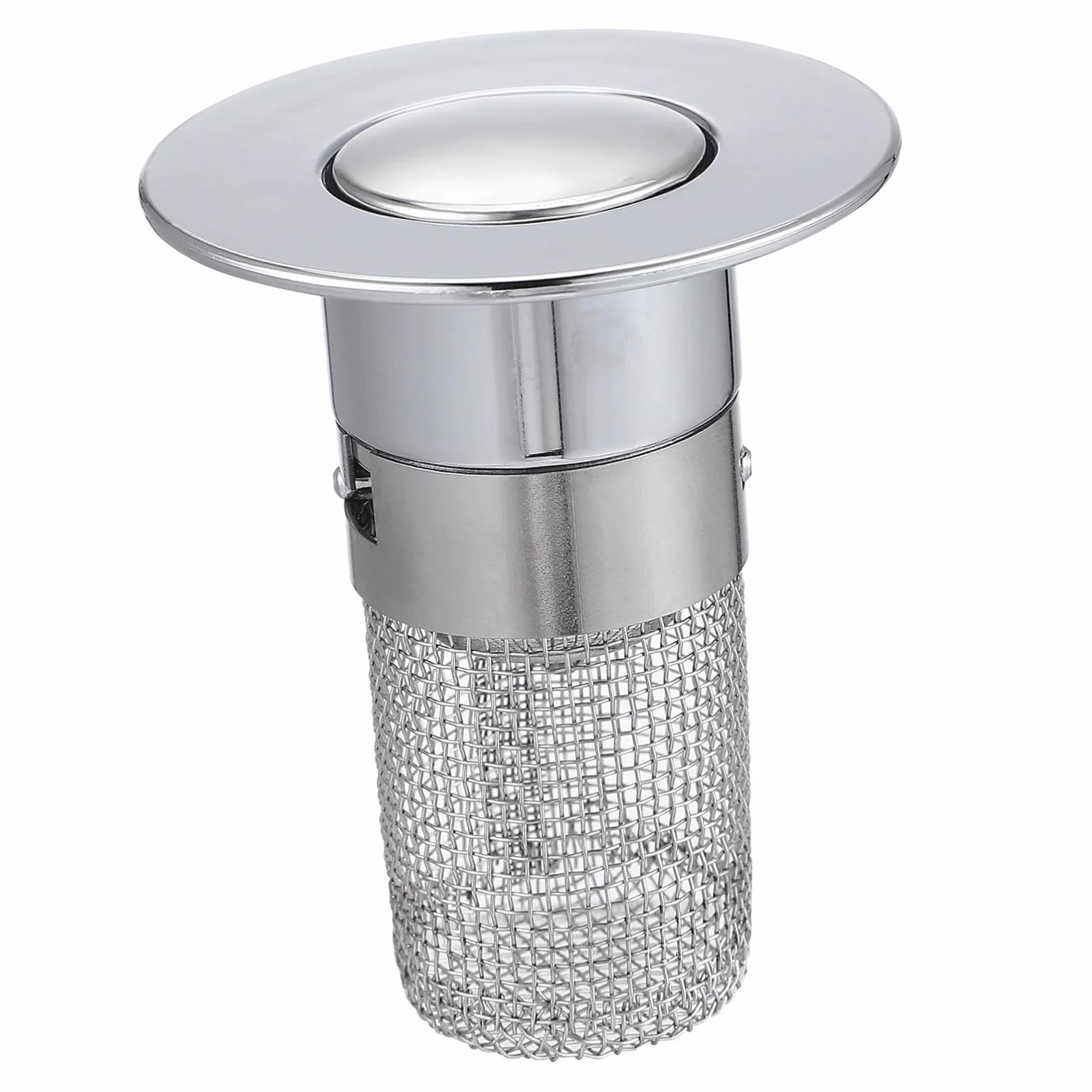 Tapón de Drenaje Tipo Empuje para Lavabo con Filtro Antidesbordamiento y Núcleo Rebote Resistente Abs y Acero Inoxidable Repuesto Fácil Instalar para Baño y Cocina
