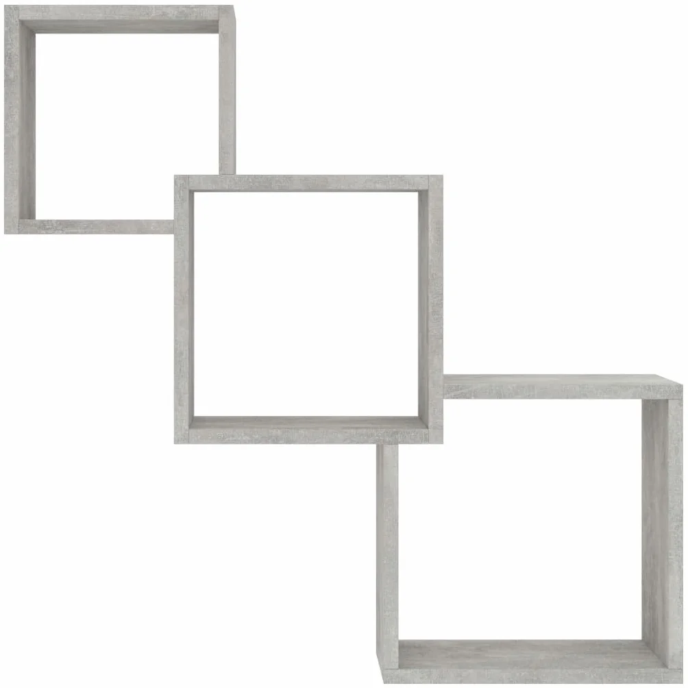 vidaXL Estantes de Pared Cubo Contrachapada Decoración Gris Hormigón 68x15x68cm