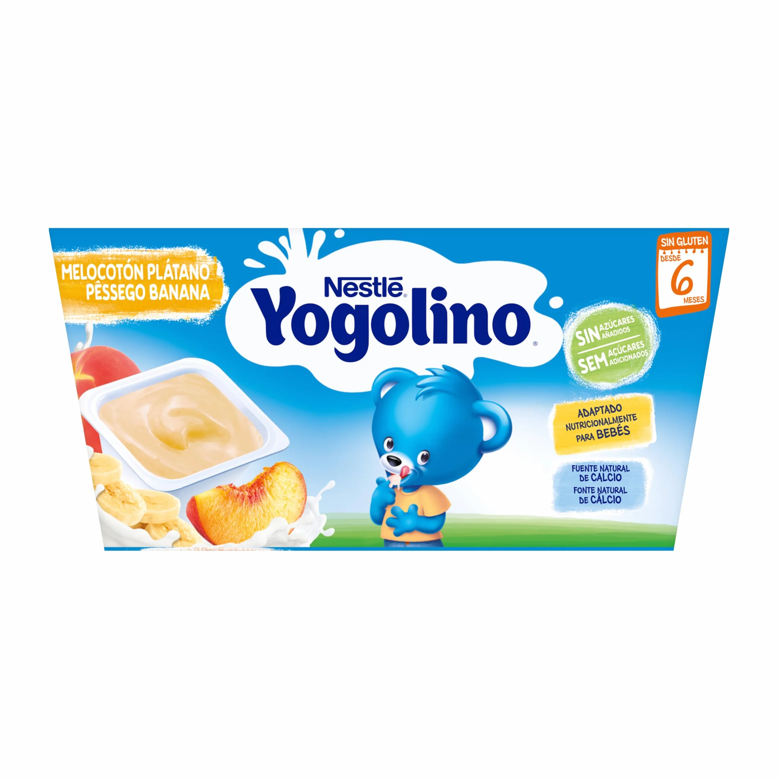 Yogolino Melocotón Plátano sin Azúcar Añadido 6+ Meses 4 x 100g