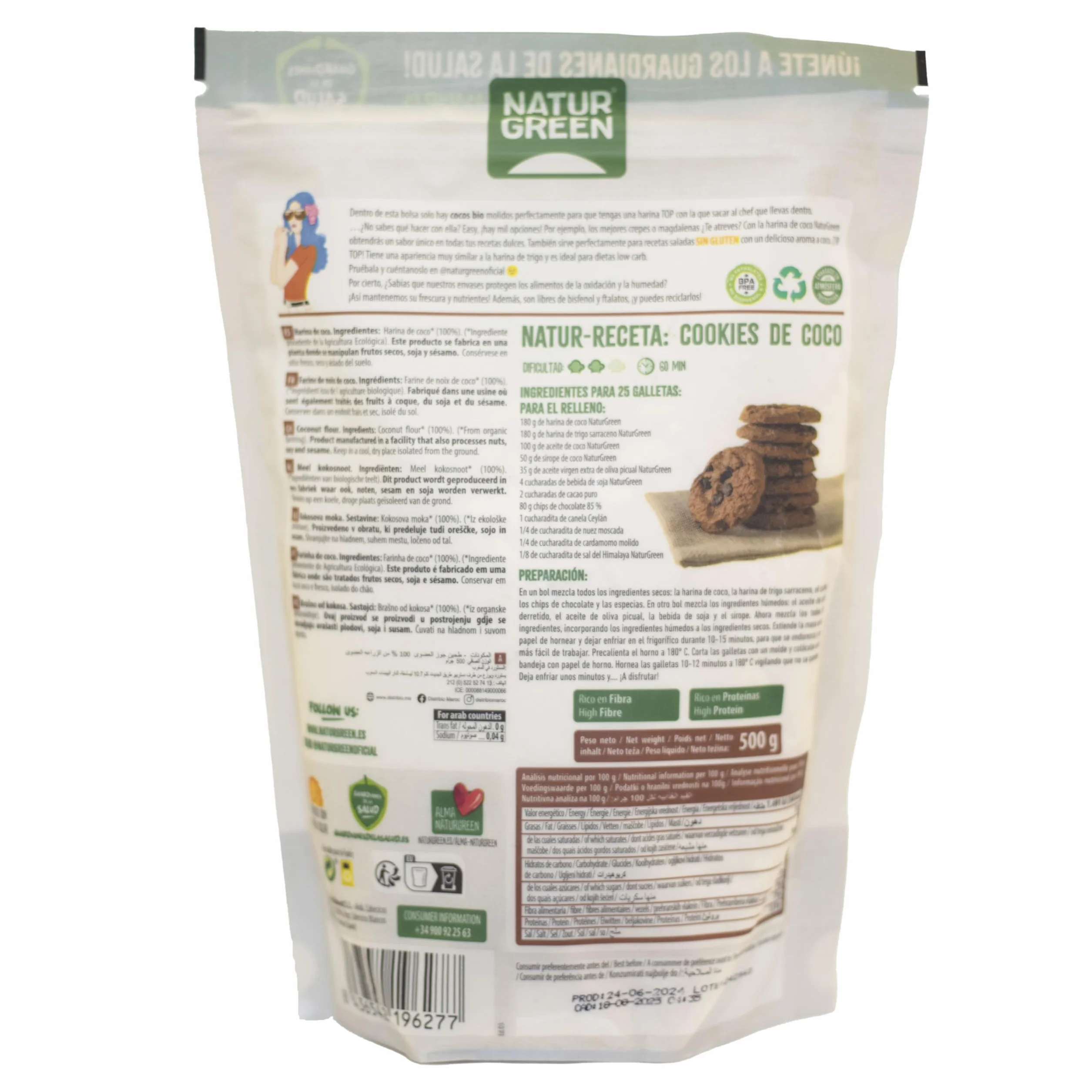 Naturgreen Harina de Coco Bio sin Gluten 500 gr
