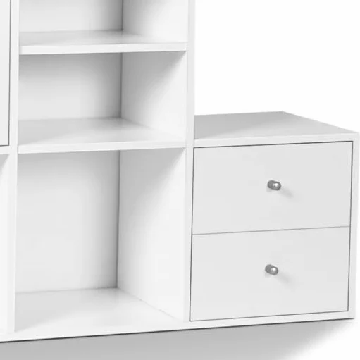 Mueble de escalera 3 niveles imitación madera haya con puerta y cajones