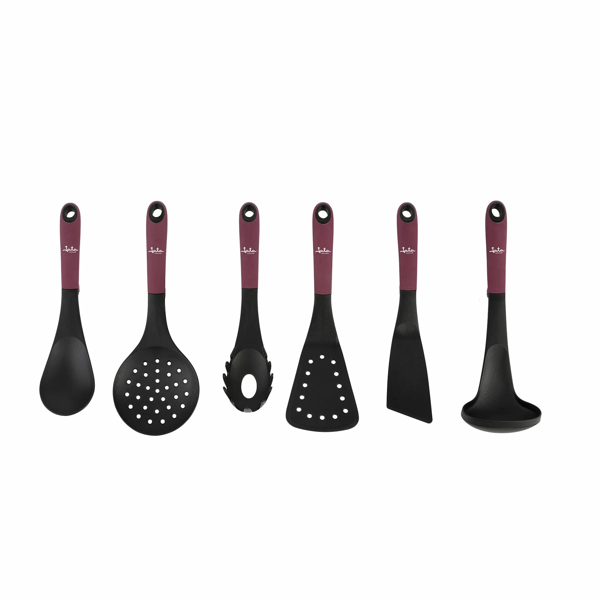 Jata HACC4600 Set 6 utensilios cocina nylon cazo cucharón espumadera cuchara espagueti espátula pala 210ºC