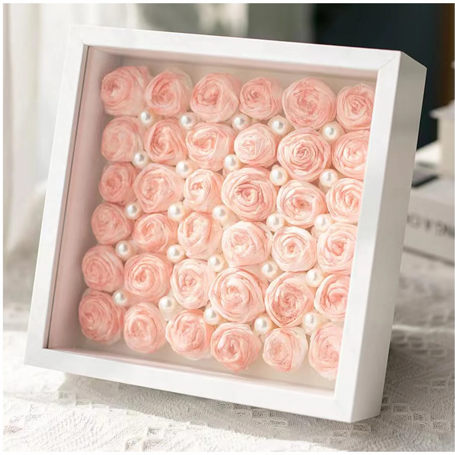 Marco de fotos 3D 20 x 20 cm para objetos hasta 3 cm cuadrado blanco