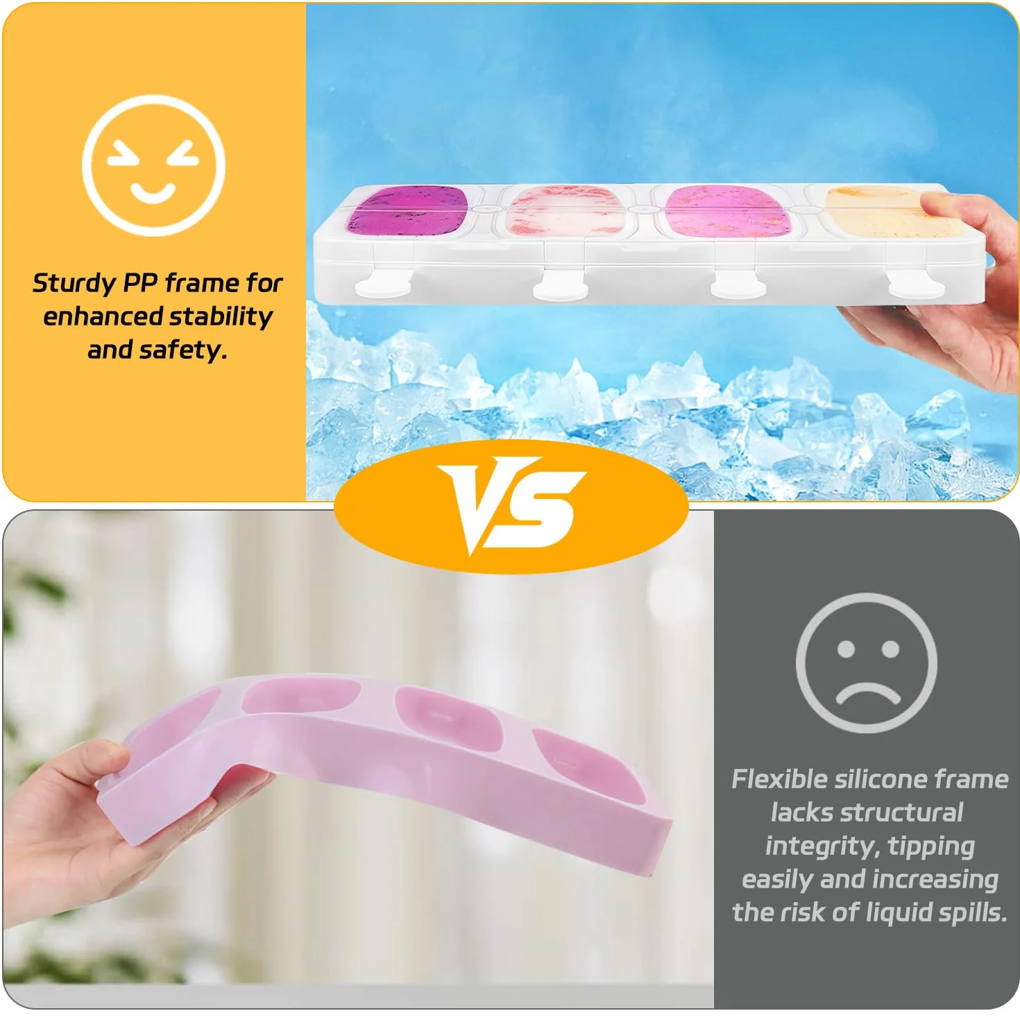 Molde de Helados de Silicona Apilable Sin BPA, Pack de 2 para Helados de Leche y Yogur