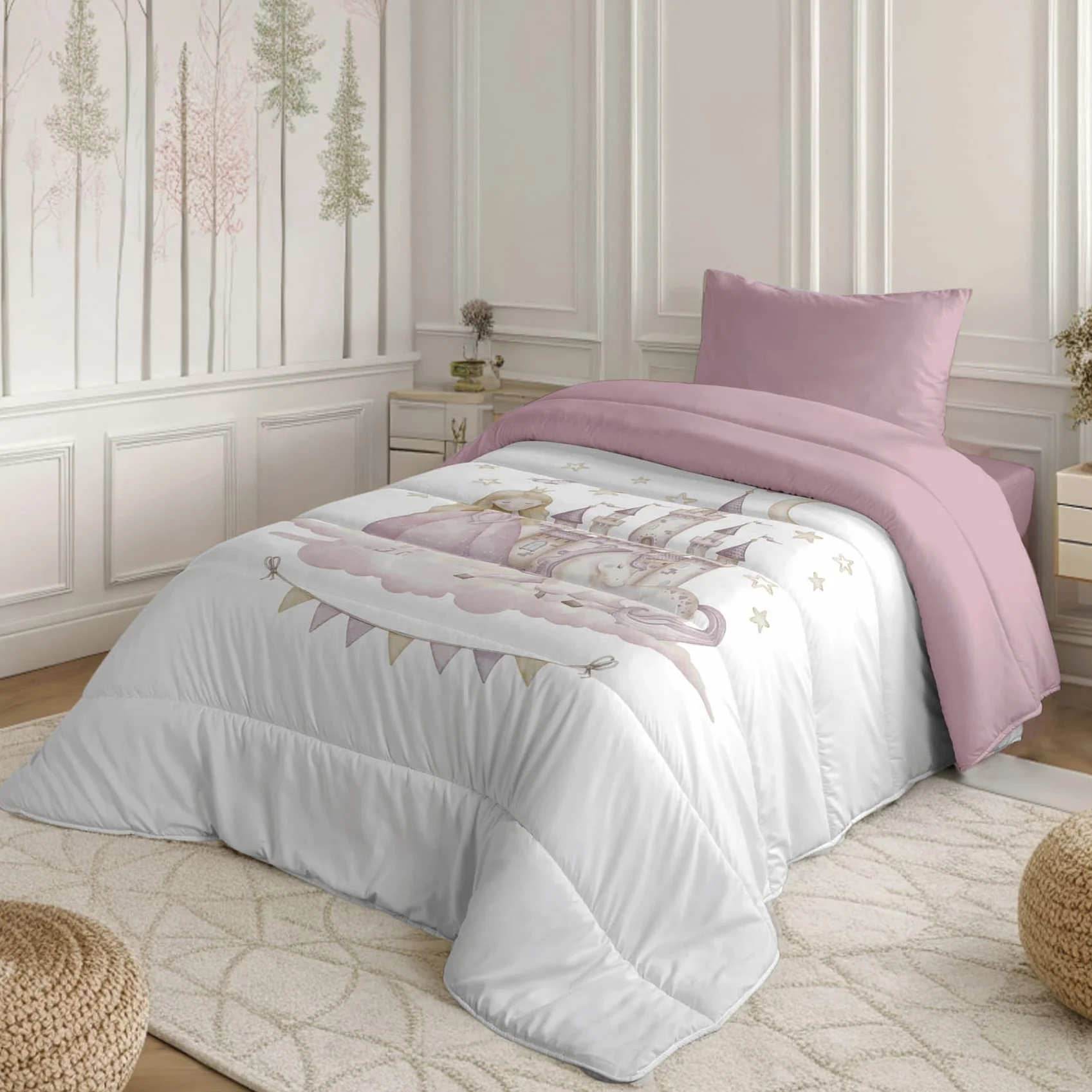 NATURALS - Edredón Nórdico Infantil Estampado 300 Gramos Cama 105-100% Microfibra Transpirable Tacto Pluma - 200x260 cm - Acolchado Extra Suave - Otoño/Invierno - Fabricado en España