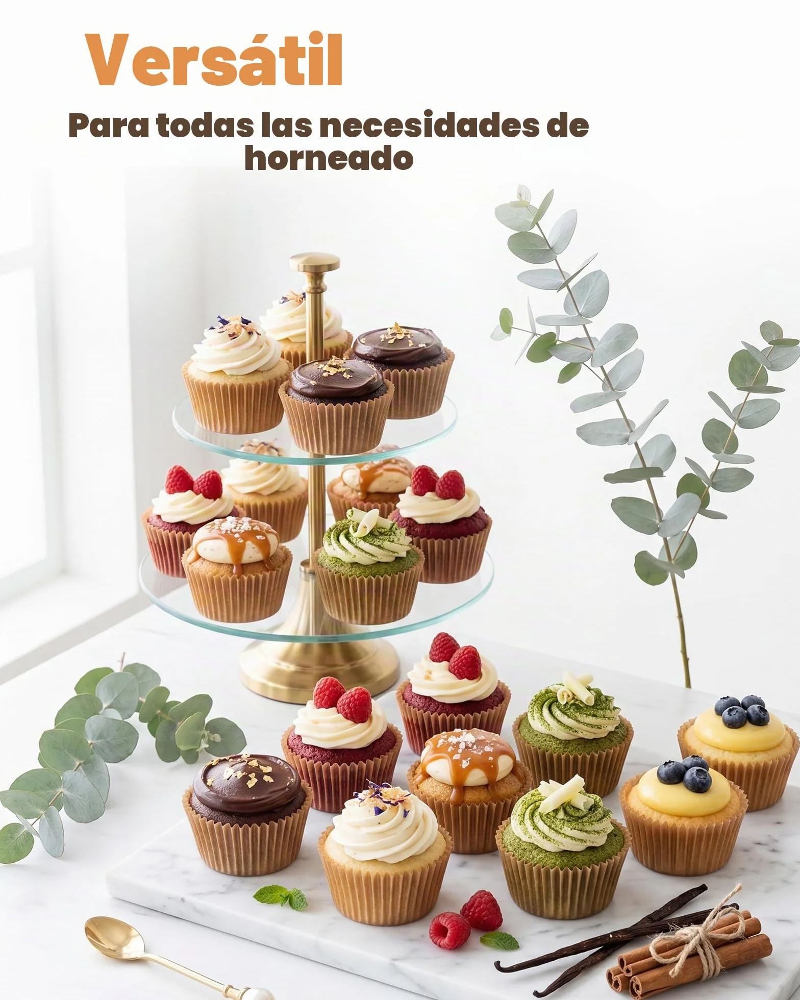 Moldes Magdalenas Papel,200 Piezas Estándar,Pergamino Antiadherente de Grado Alimenticio,Sin Blanqueamiento & Natural,Moldes Papel Magdalenas,Tamaño Estándar