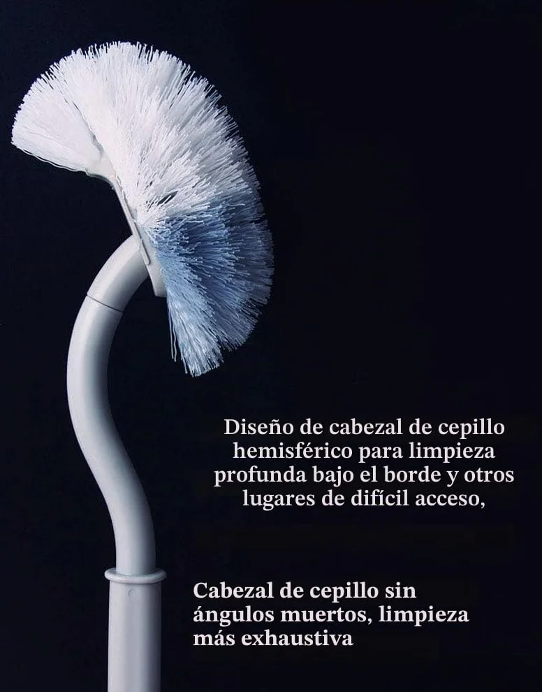 EINESIN Escobilla de baño curvada con limpiador de bordes, mango largo