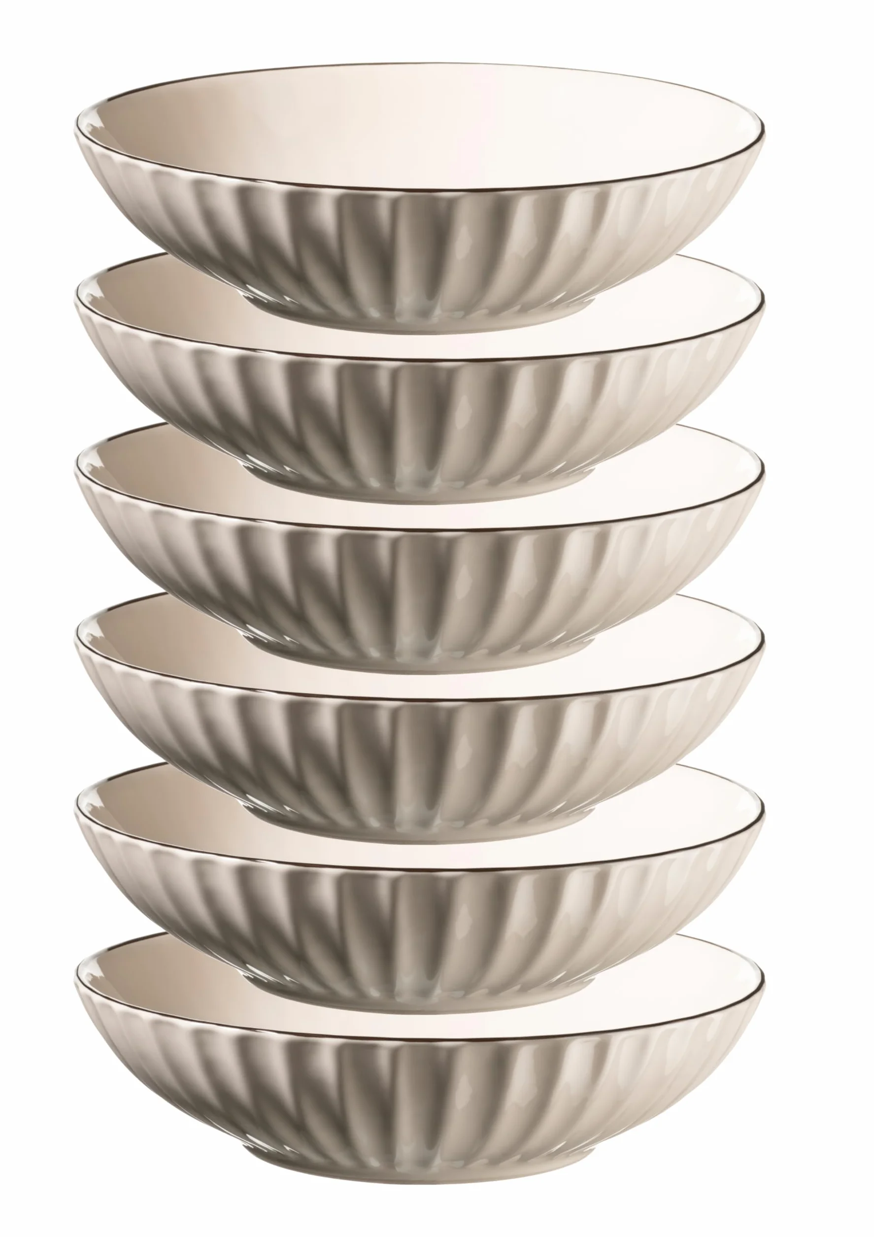 MÄSER Serie OSITA - Platos hondos para 6 personas de cerámica de alta calidad, diseño retro, color blanco