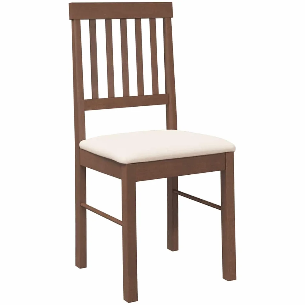 vidaXL sillas de comedor cojines 2 unids marrón madera maciza caucho