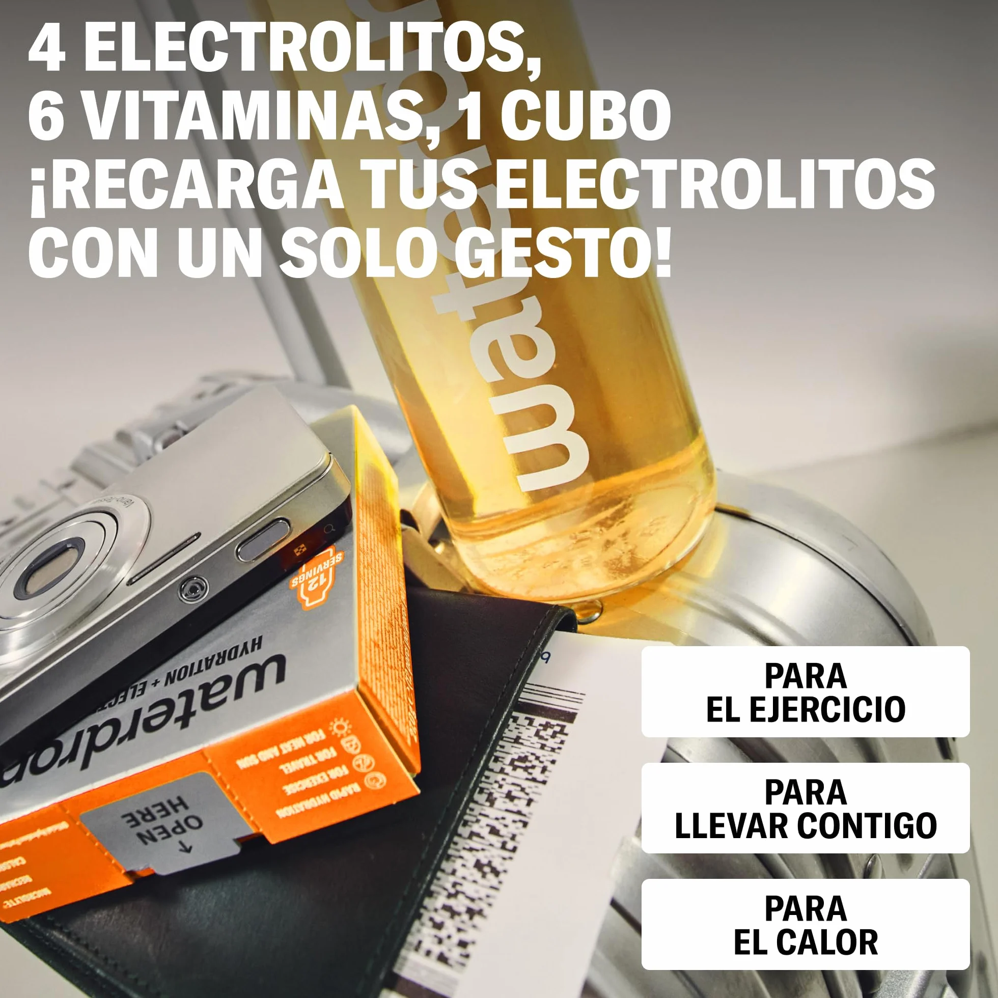 Waterdrop Microlyte Mix 36 Cubos Electrolitos Sin Azúcar Sales Minerales Deporte Bebida Isotónica Hidratación Recuperación Magnesio Calcio Zinc Vegano