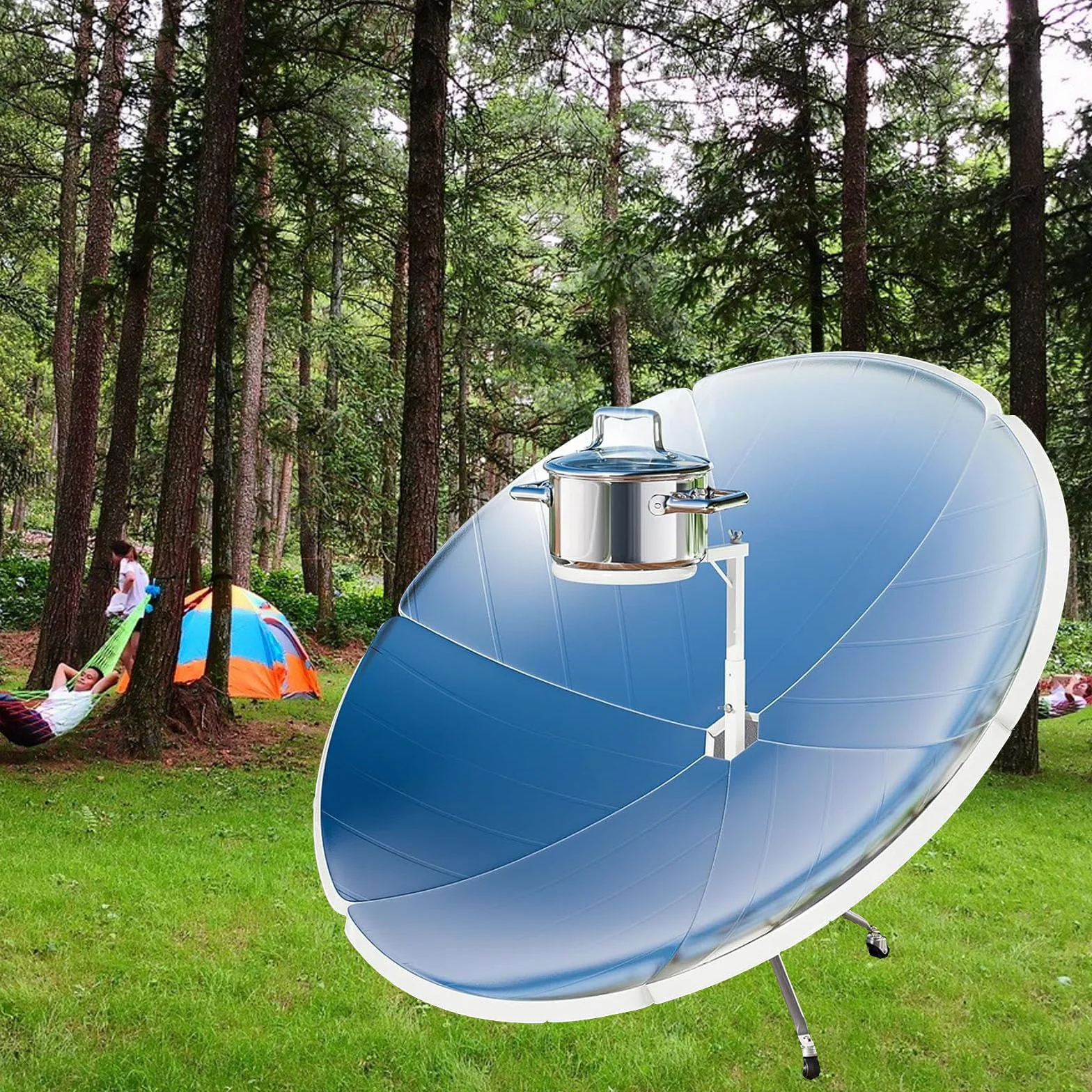 Hornos Al Aire Libre, Cocina Solar Parabólica Portátil 1800W, Plegable 59 Pulgadas