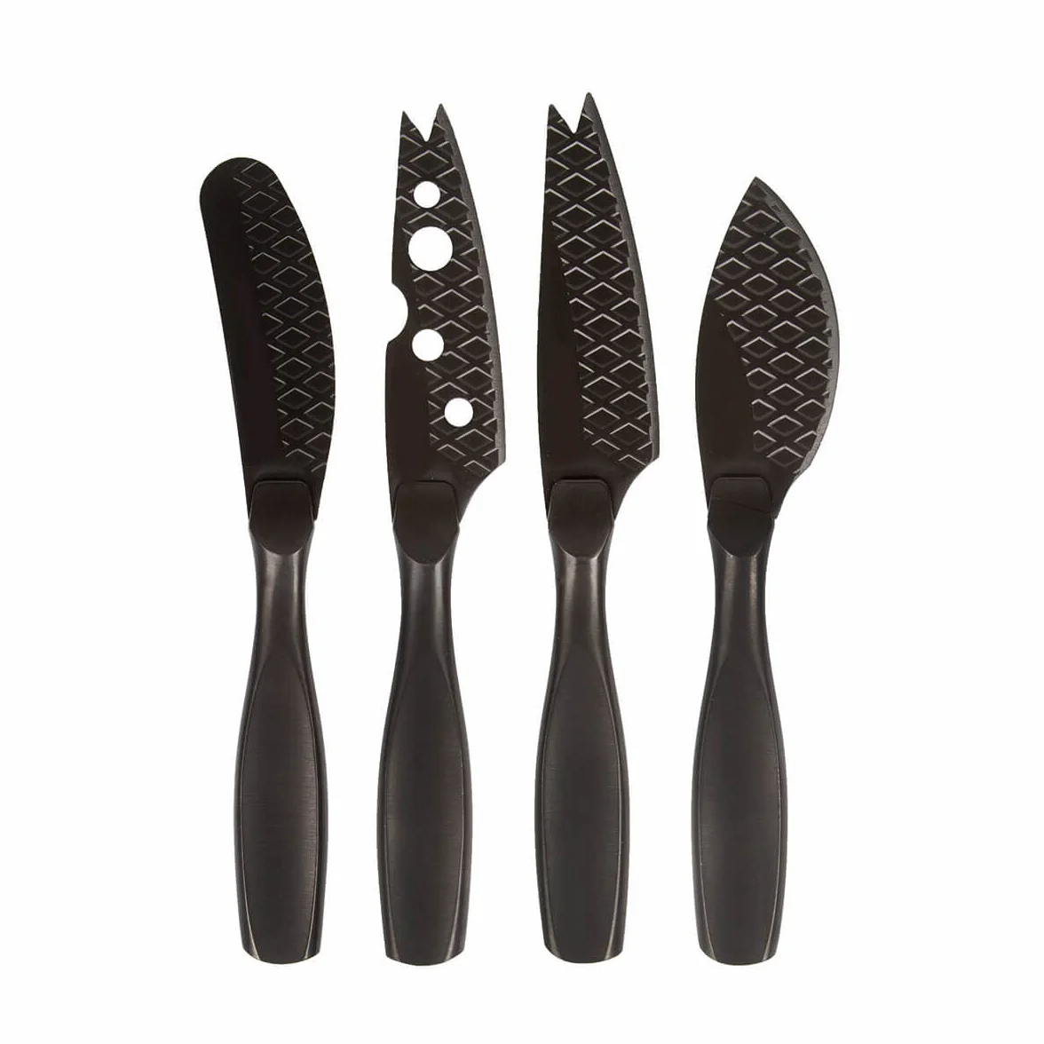BOSKA Juego de cuchillos de queso Mini Monaco + negro, 4 cuchillos de queso, para cada tipo de queso, acero inoxidable y antiadherente, negro, 6.3 pulgadas
