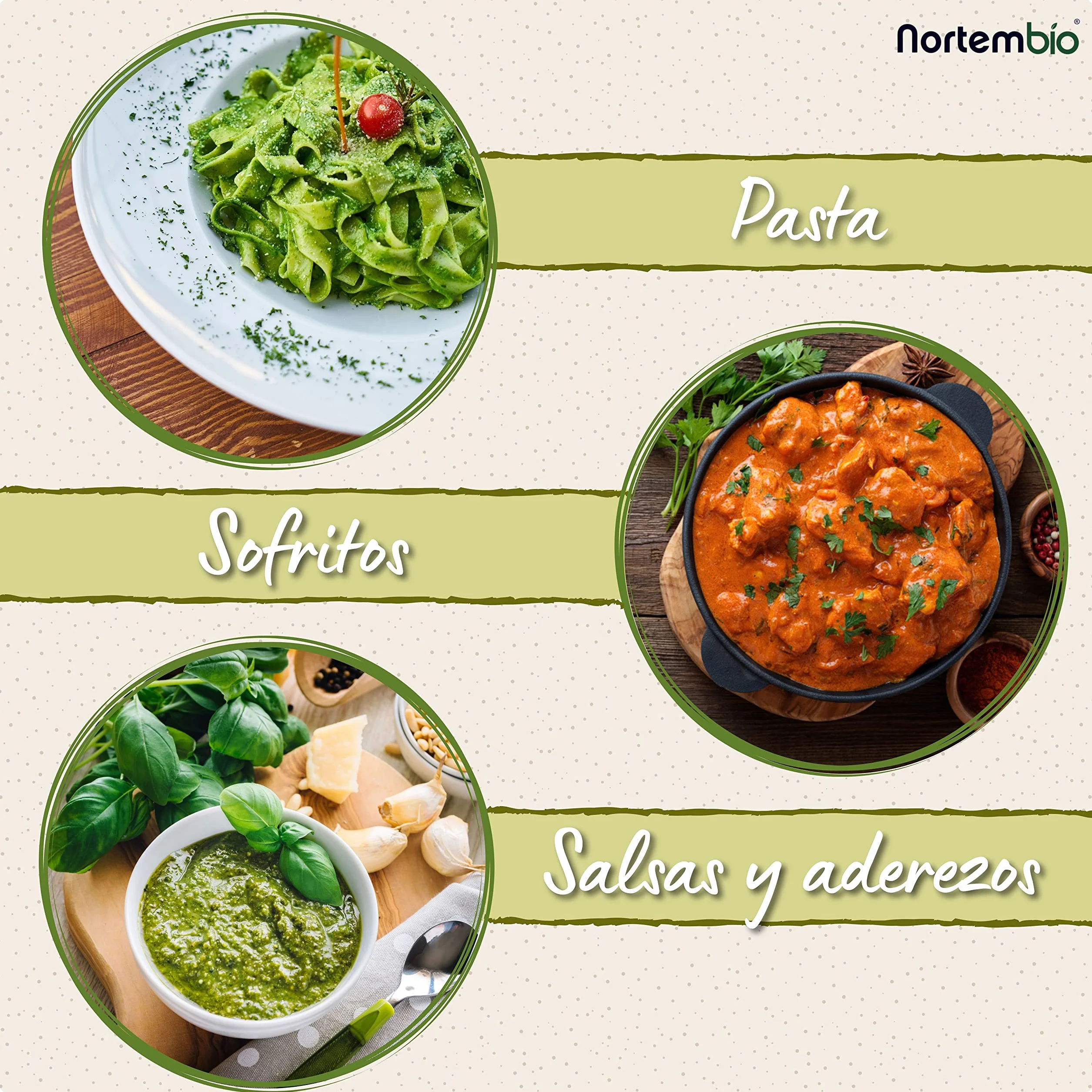 Nortembio Albahaca Ecológica en Polvo 100 g Especia Natural Gourmet sin Aditivos para Pesto, Salsas, Ensaladas