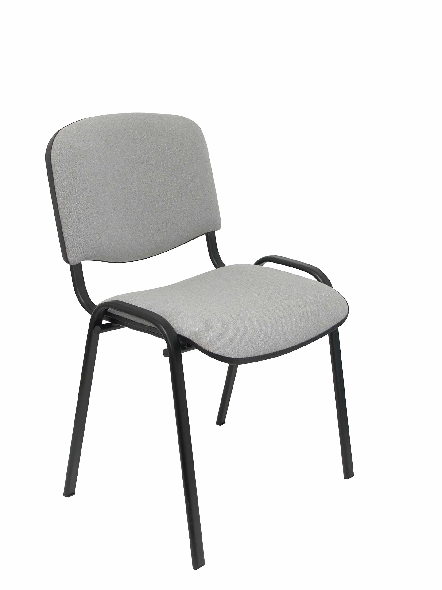 Piqueras y crespo 2454140031 - Pack de 4 sillas confidentes ergonomica, apilable, Multiusos y Estructura en Color Negro Asiento y Respaldo tapizados en Tejido Aran Color Gris Modelo alcaraz