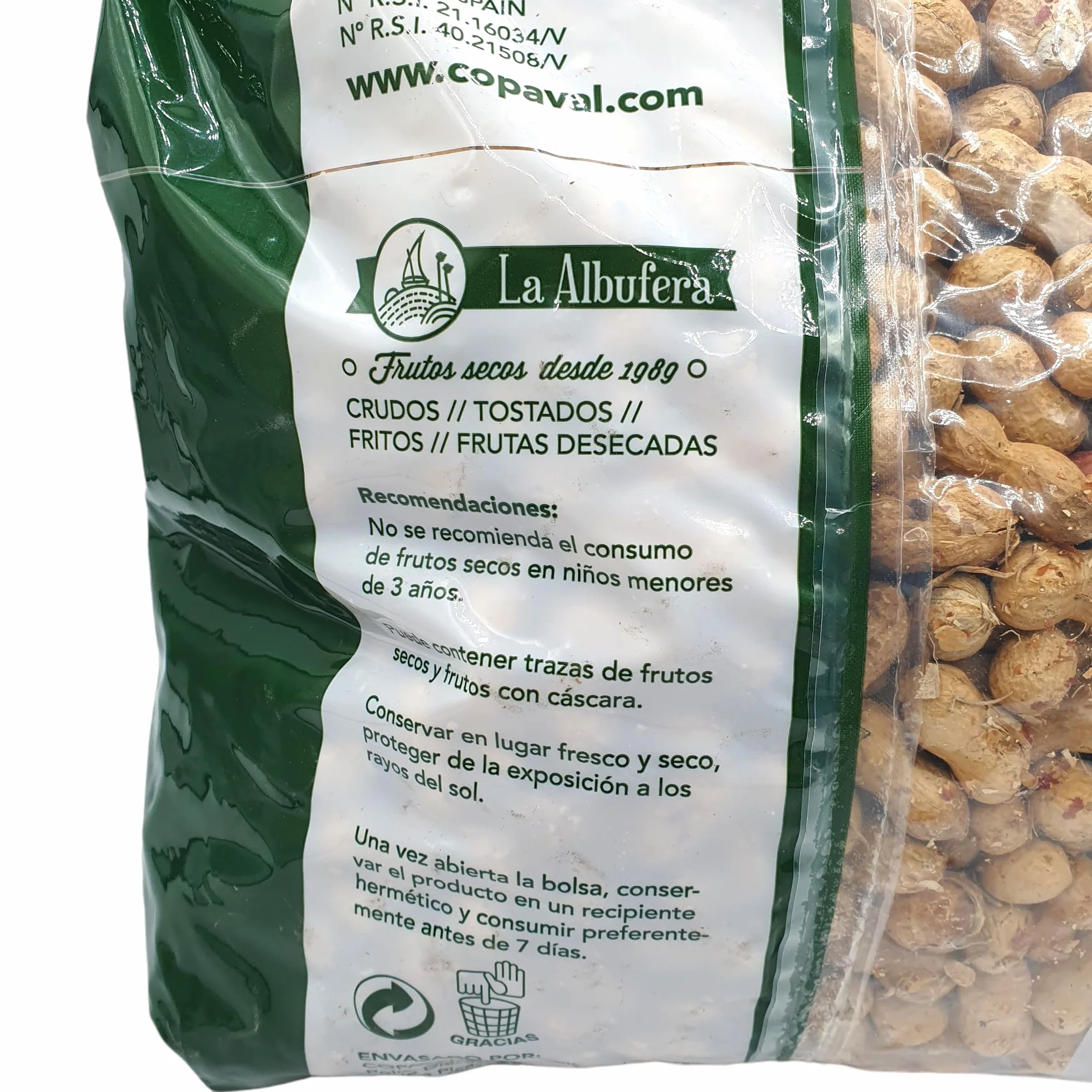 La Albufera Cacahuete Cascara Tostado Sin Sal - Bolsa 3 Kg - Cacao Cascara Tostado