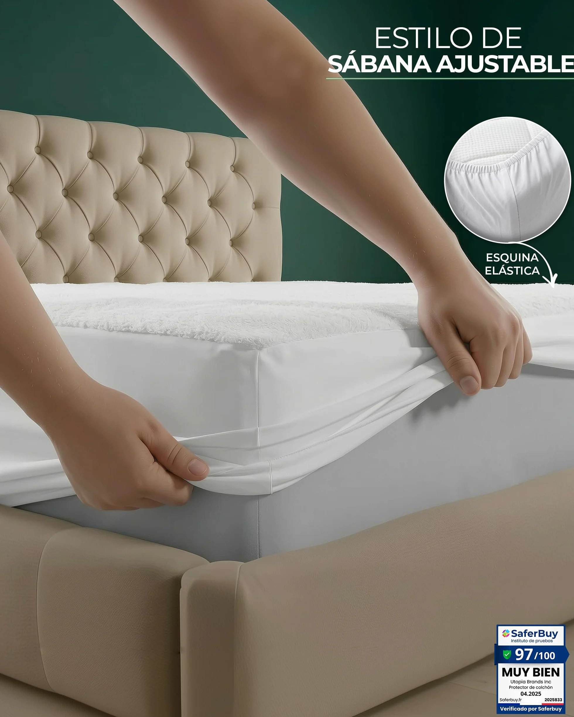 Utopia Bedding Protector de Colchón 150x200x30 cm Impermeable Viscosa Oeko-Tex Funda Transpirable Elástico