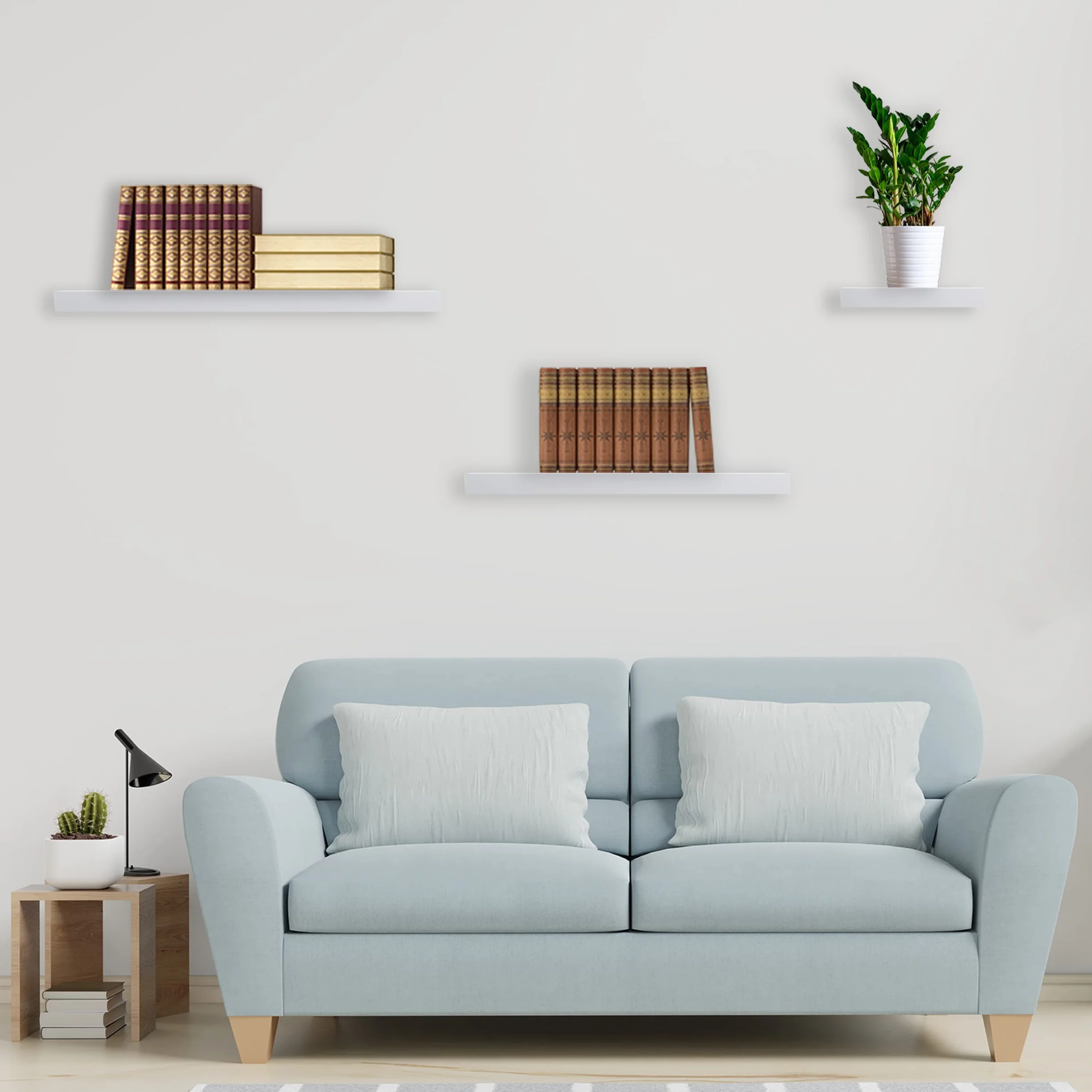 Estante de Pared 60x25x4cm Blanco, Balda Flotante Madera Fijación Invisible, Estantes Decorativos