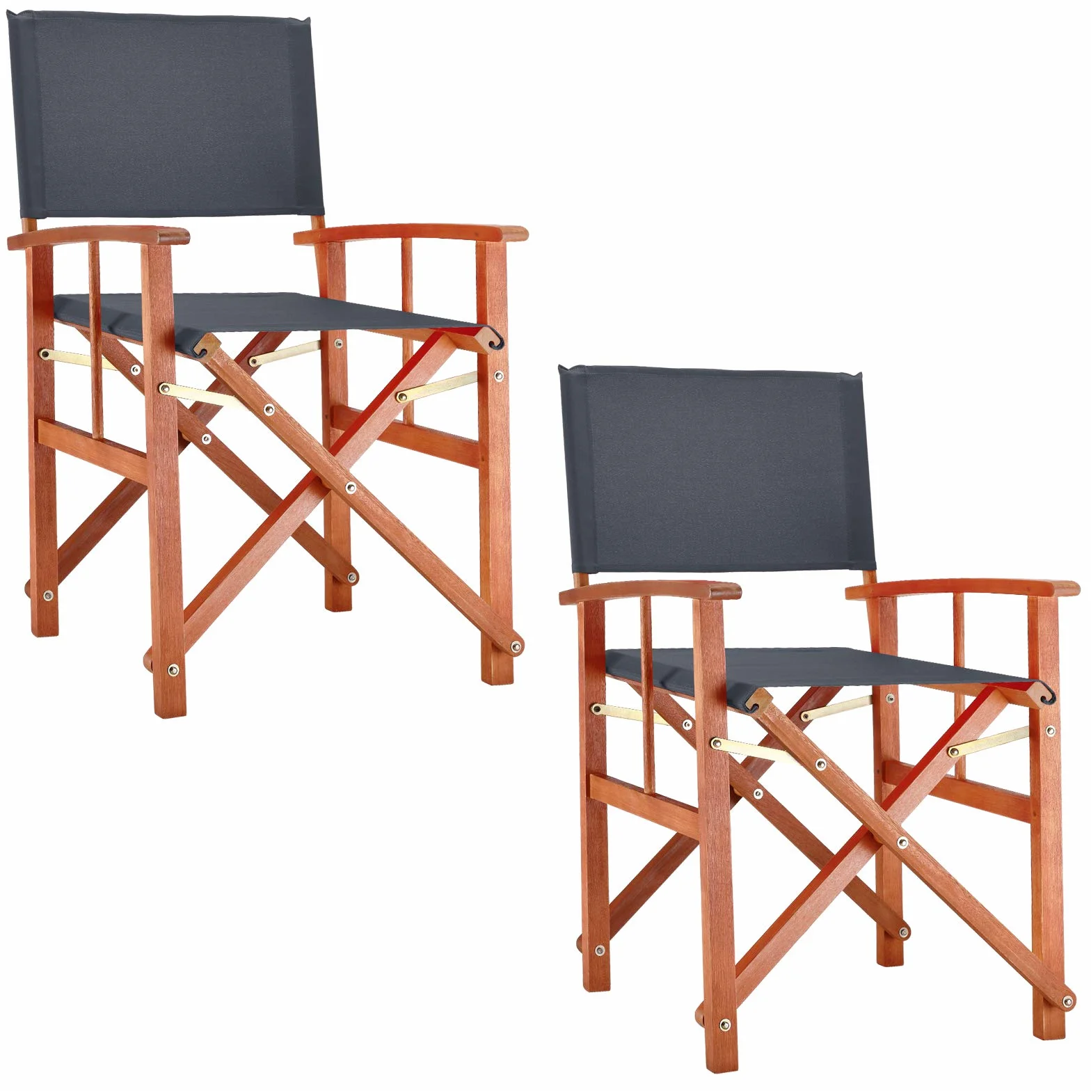 Casaria 2X Sillas de Director Antracita Cannes Madera de Eucalipto Certif FSC Silla de Jardín Plegable Exterior