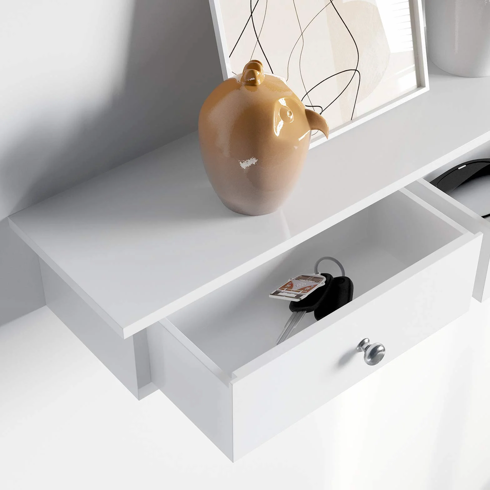 SONGMICS Estante de Pared Flotante con 3 Cajones, 15 kg, 15 x 80 x 10 cm, Blanco LWS085W01