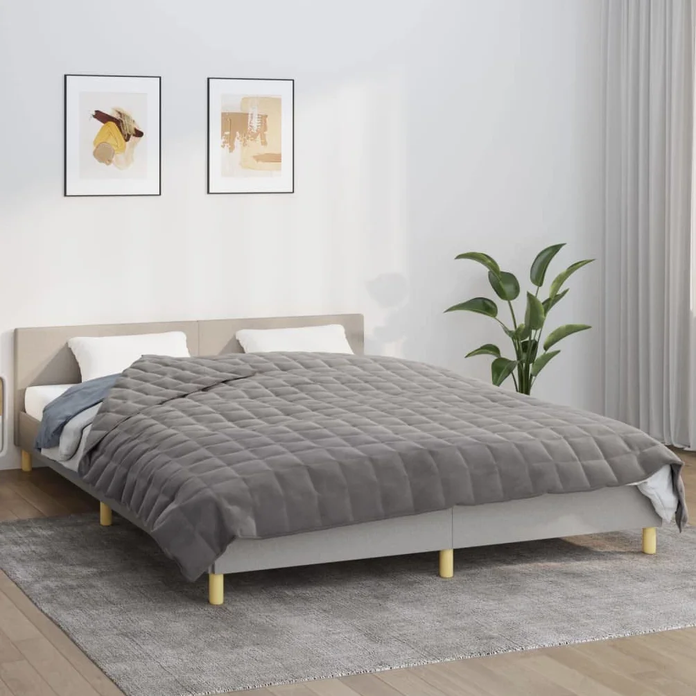 Manta con peso de 9 kg, manta de dormir gris, transpirable, para dormir profundo, manta relajación, manta de relajación, 200 x 225 cm, tela de aspecto limpio