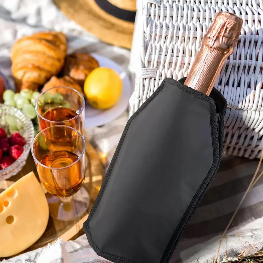GXGM Manga Enfriadora para Botellas, Nevera Reutilizable para Vino, Champagne, Cerveza y Bebidas Gaseosas, Enfriamiento Rápido 5min, Tejido Impermeable, Compacta y Portátil