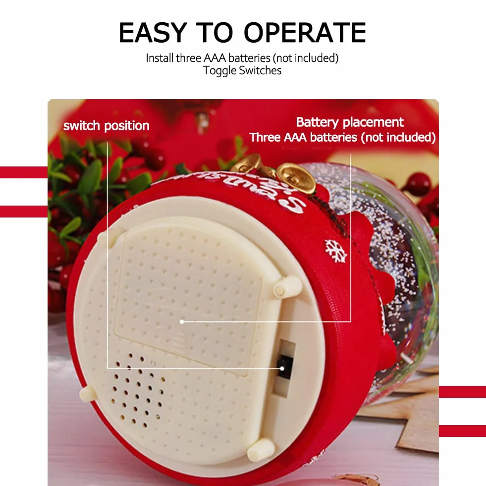 Linterna de Navidad Bola de Agua Papá Noel Música Giratoria Intermitente Regalos Decoración Hogar