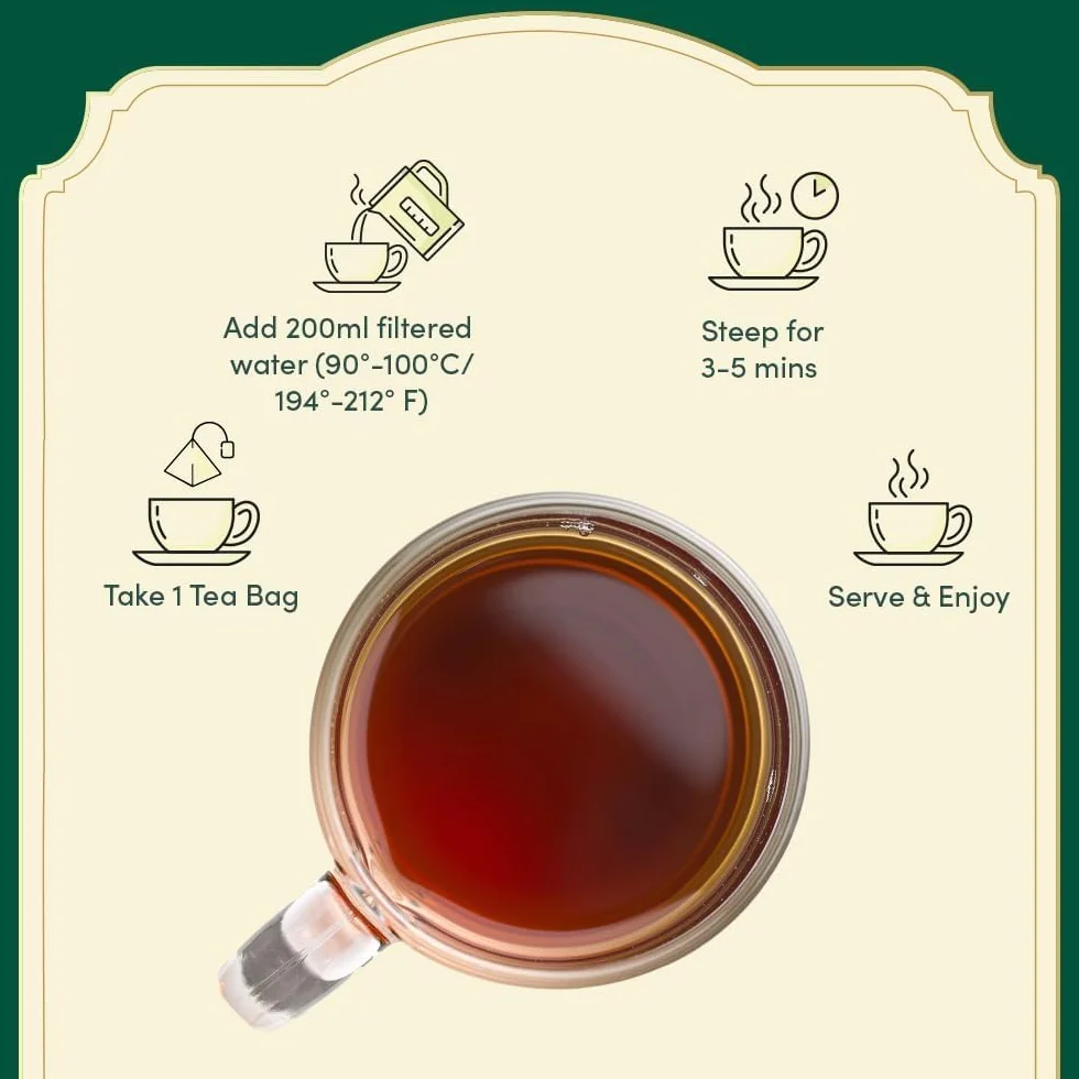 VAHDAM Té Negro Surtido 5 Sabores 20 Bolsitas Piramidales Assam Darjeeling Sin Gluten