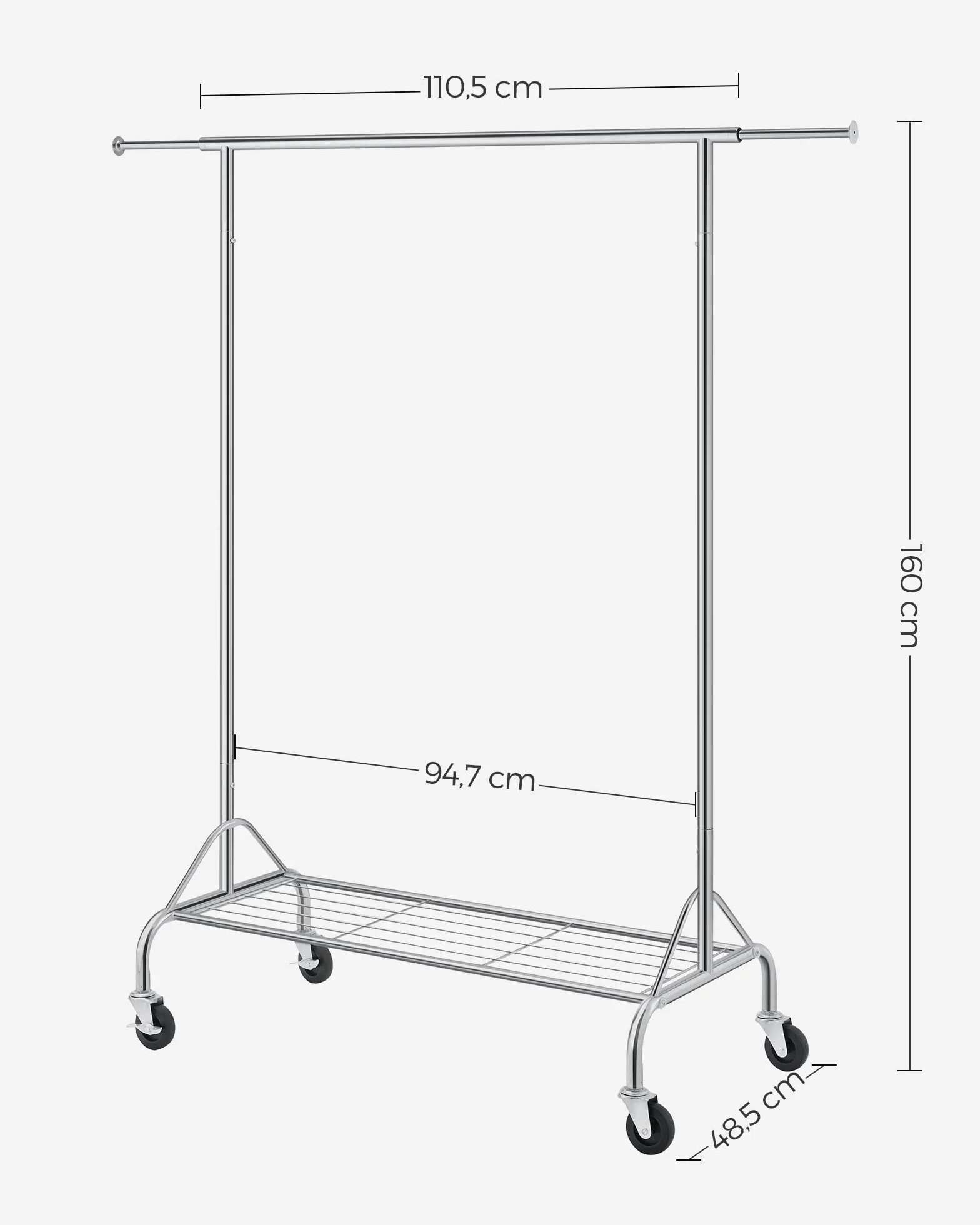SONGMICS HSR02S Perchero para cargas pesadas, Color Plata, Hasta 50 kg