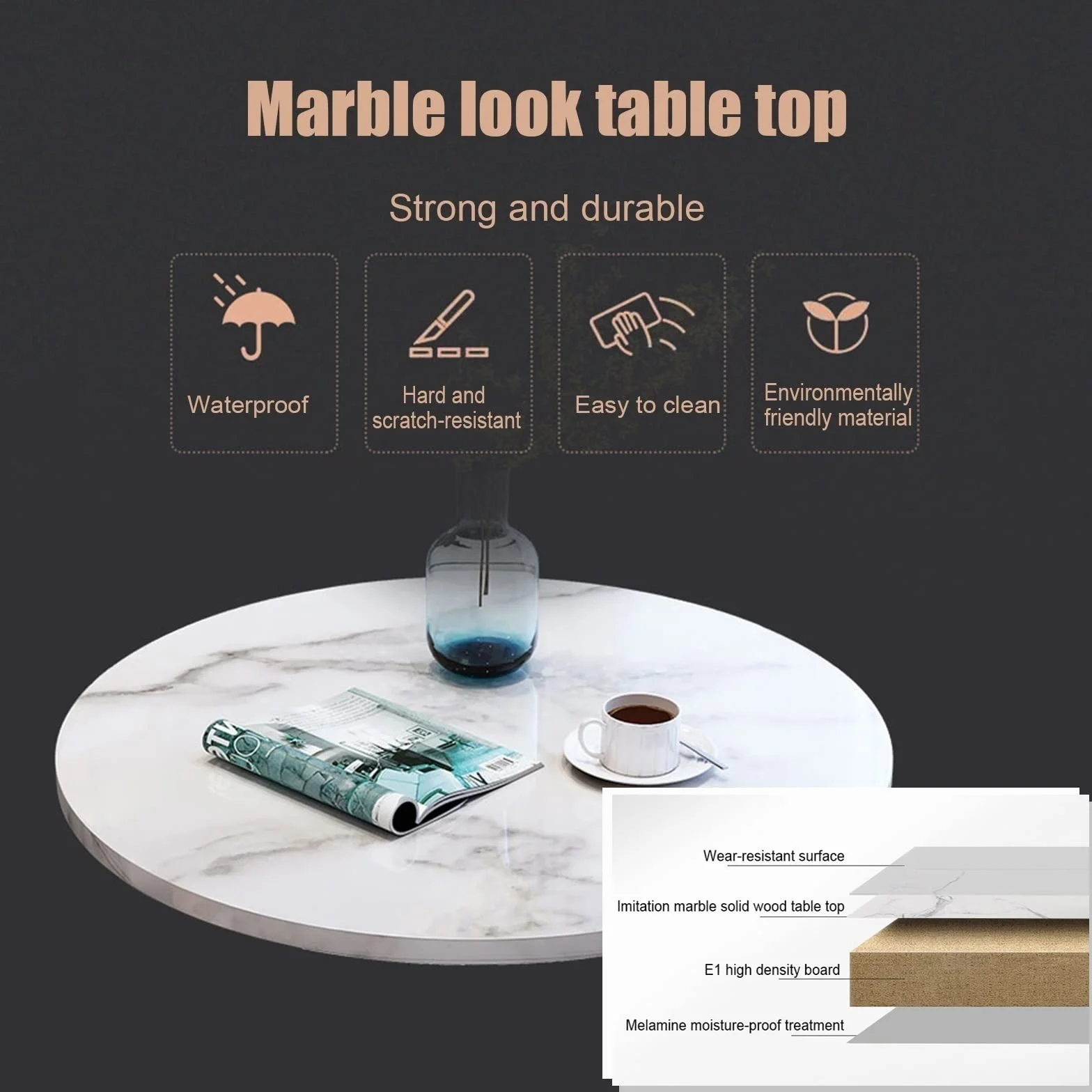 HCZION Mesas y sillas de recepción de negociación, Mesa de Comedor de Cocina Simple, Mesa de Comedor de Negocios, Dormitorio en casa, balcón, Biblioteca, salón, cafetería, Mesa de Ocio, 4 sillas d
