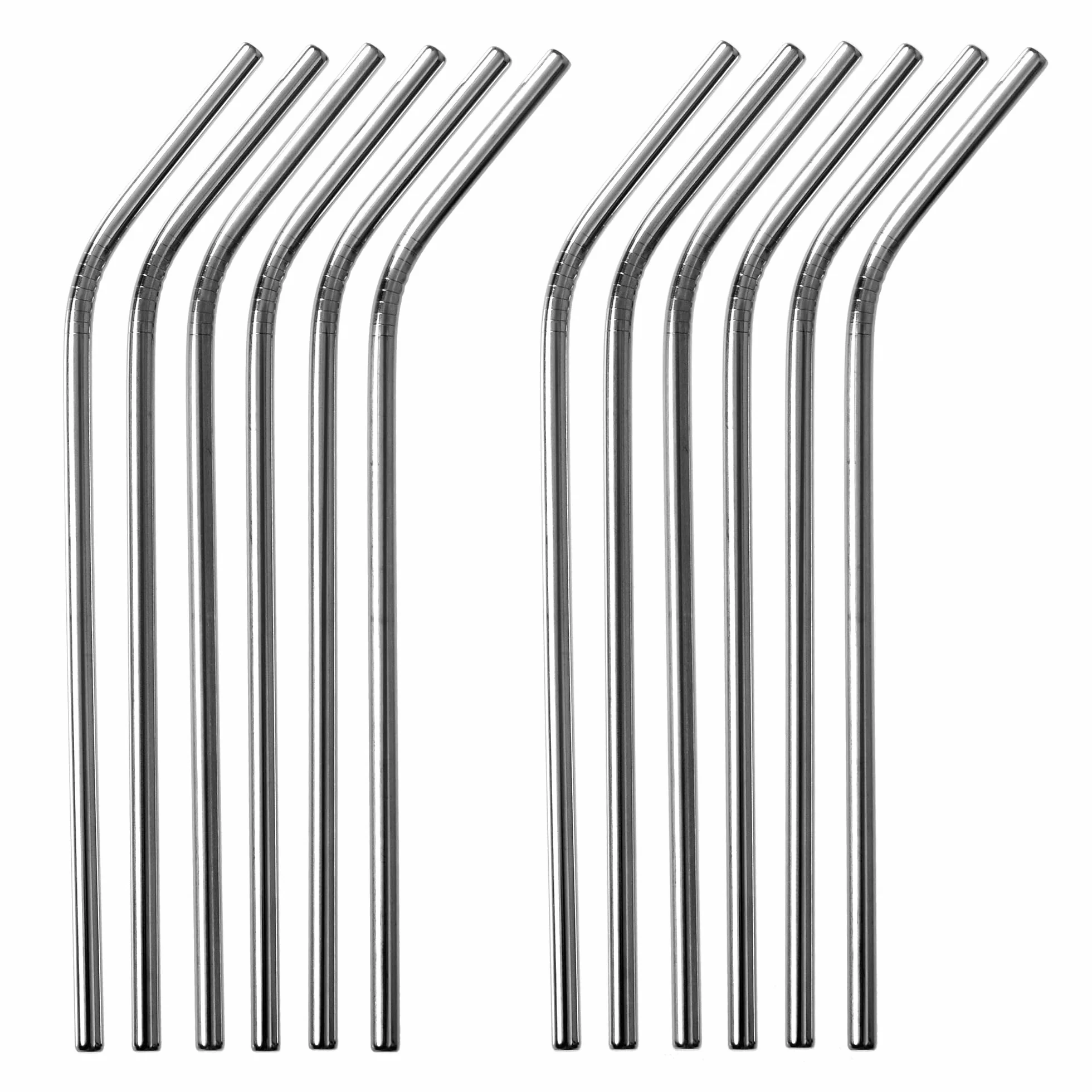 GRÄWE Juego de 12 pajitas curvadas de acero inoxidable, aptas para lavavajillas, reutilizables