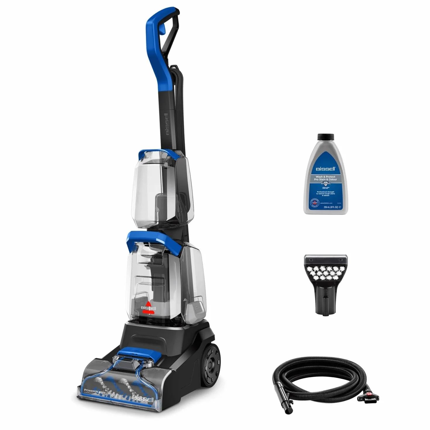 BISSELL PowerWash Compact Pet, Aspiradora de Agua Tapicería y Alfombras Compacto, Manchas y Olores Mascotas, Lava aspiradora Multisuperficie, Accesorios Desmontables, 600W, Portable, con Cable, 4058N
