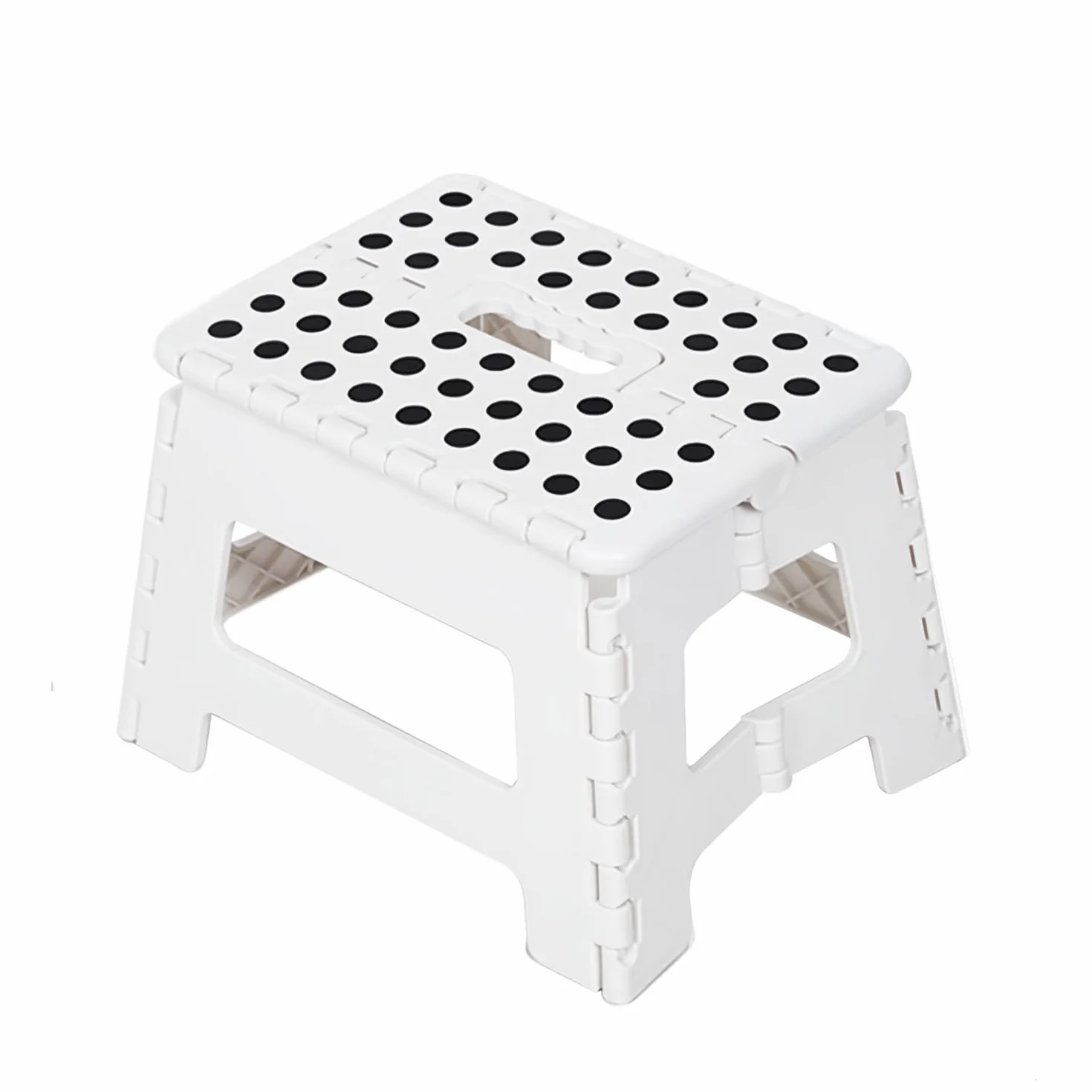 Taburete Plegable Antideslizante, Plástico Resistente hasta 100 kg, Compacto y Portátil con Asa, para Adultos y Niños, Ideal para Cocina, Baño y Hogar – (Blanco)