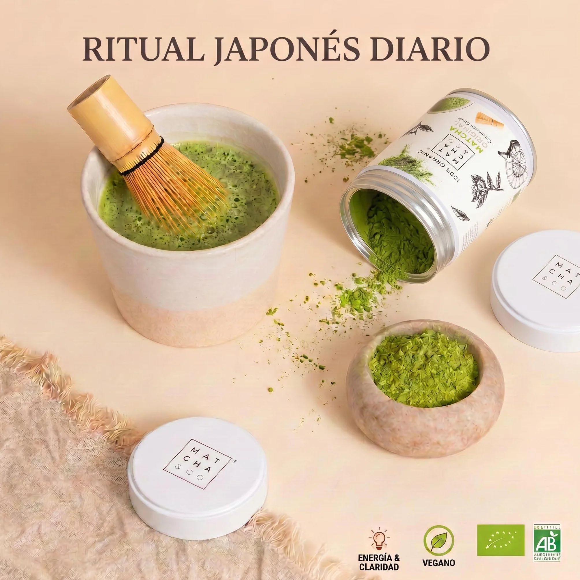 Matcha & CO Té Matcha Original 100% Ecológico Grado Ceremonial en Polvo Orgánico de Japón 80G