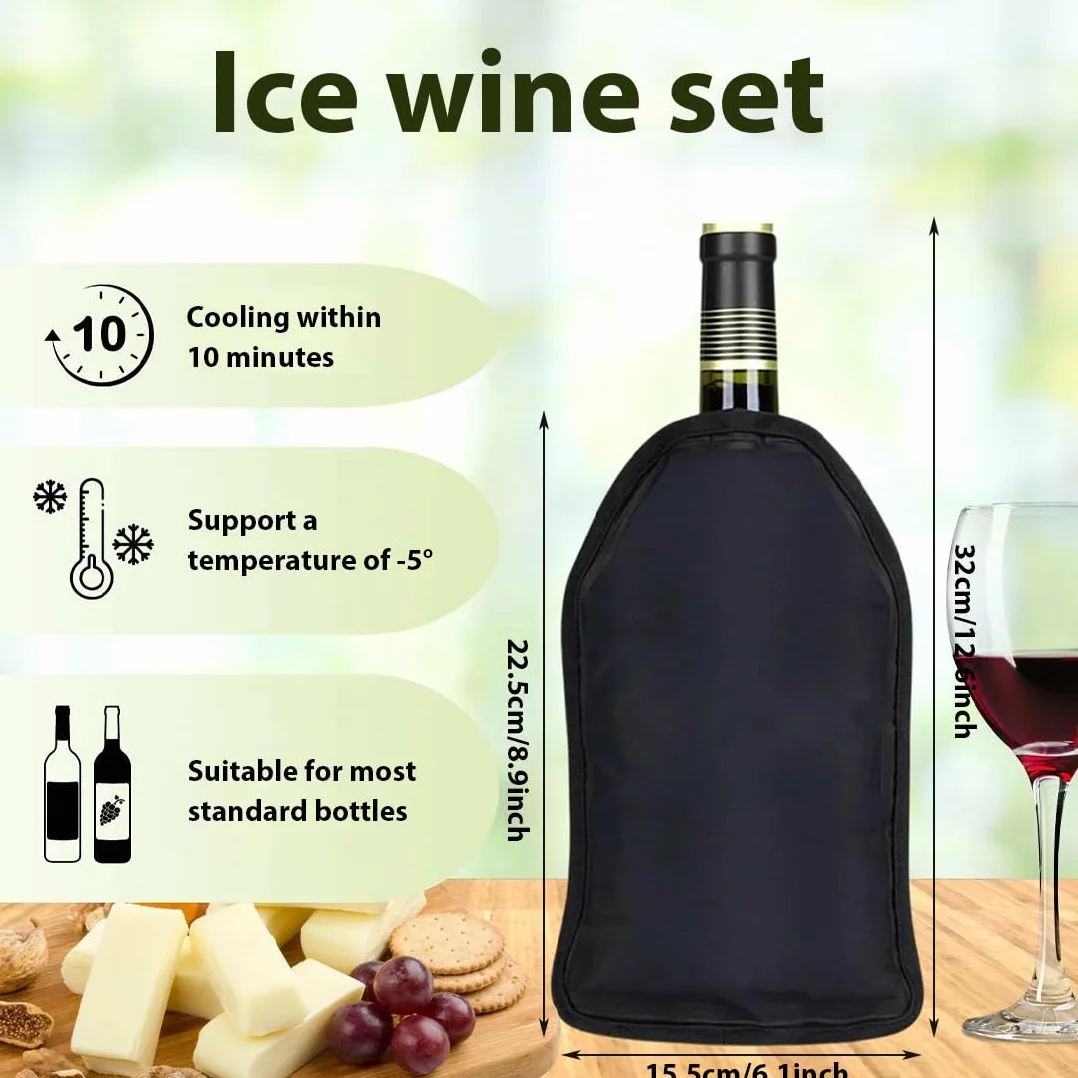 GXGM Manga Enfriadora para Botellas, Nevera Reutilizable para Vino, Champagne, Cerveza y Bebidas Gaseosas, Enfriamiento Rápido 5min, Tejido Impermeable, Compacta y Portátil