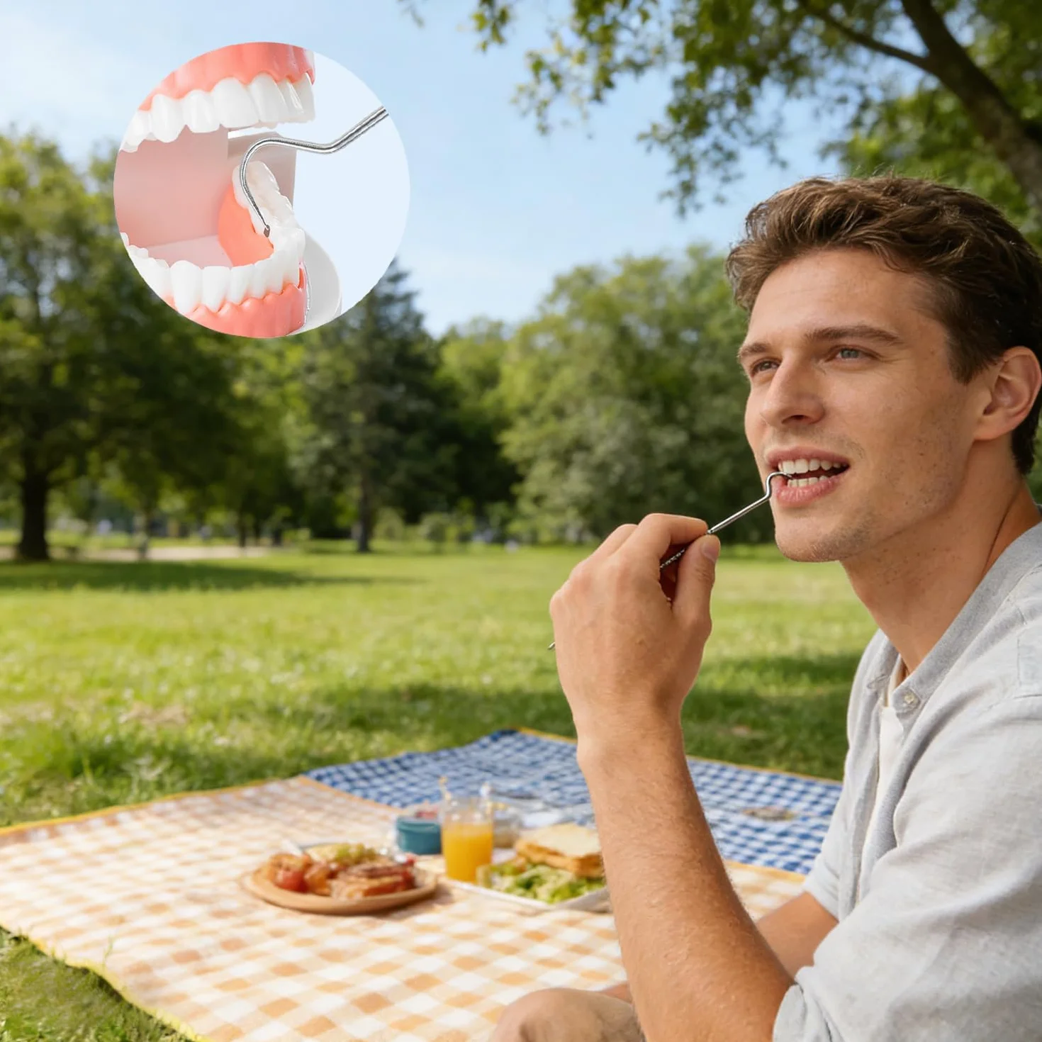 7 Piezas palillos de dientes de acero inoxidable 304, palillos de dientes portátiles de metal y titanio, Con Soporte y llavero, reutilizables para acampar al aire libre, picnic, viajes
