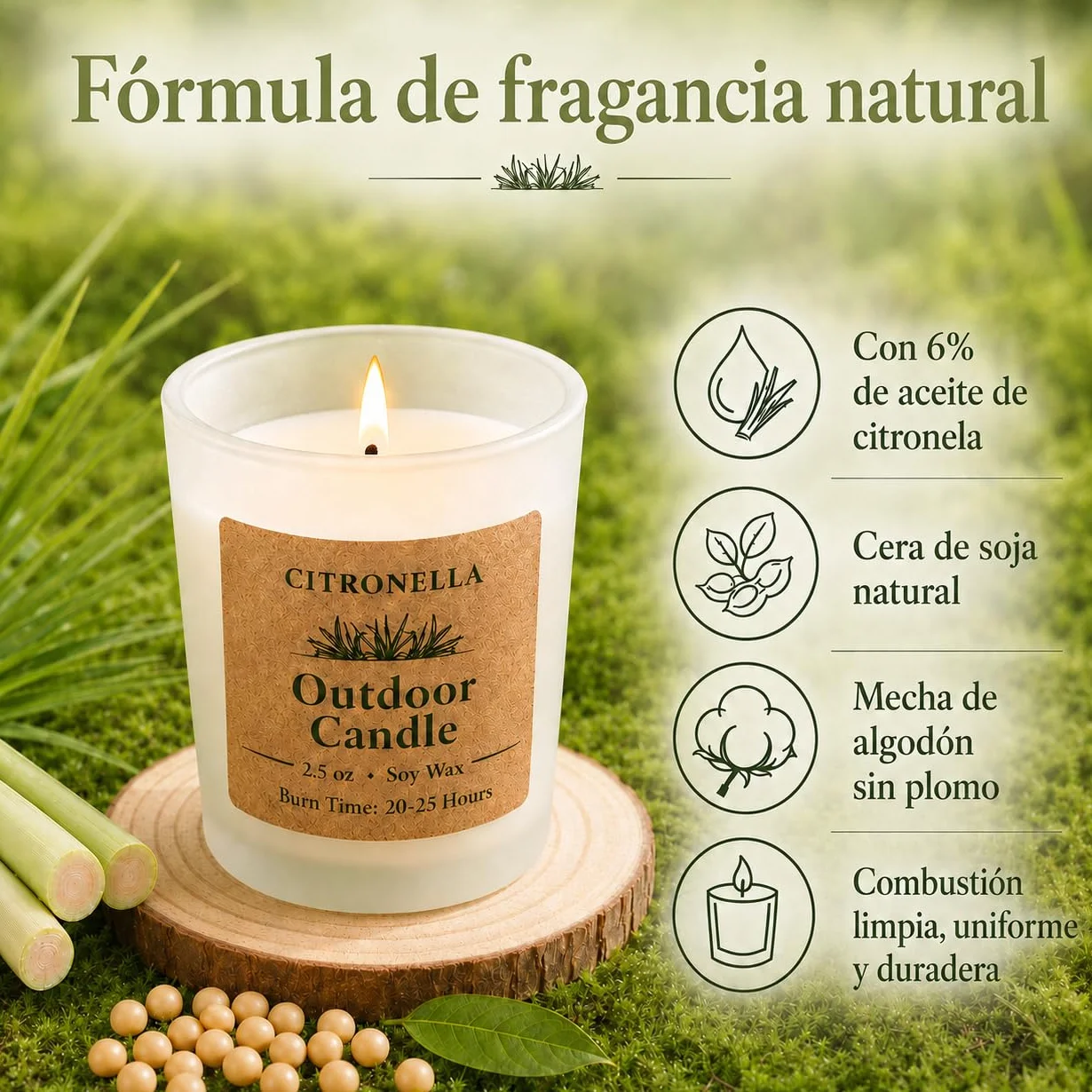 Set Regalo Velas Aromáticas Citronela, 12 x 70g Velas Citronela Exterior, Cera de soja natural y aceites al 6%, aroma veraniego para cocina/jardín/Fiestas/camping/picnic