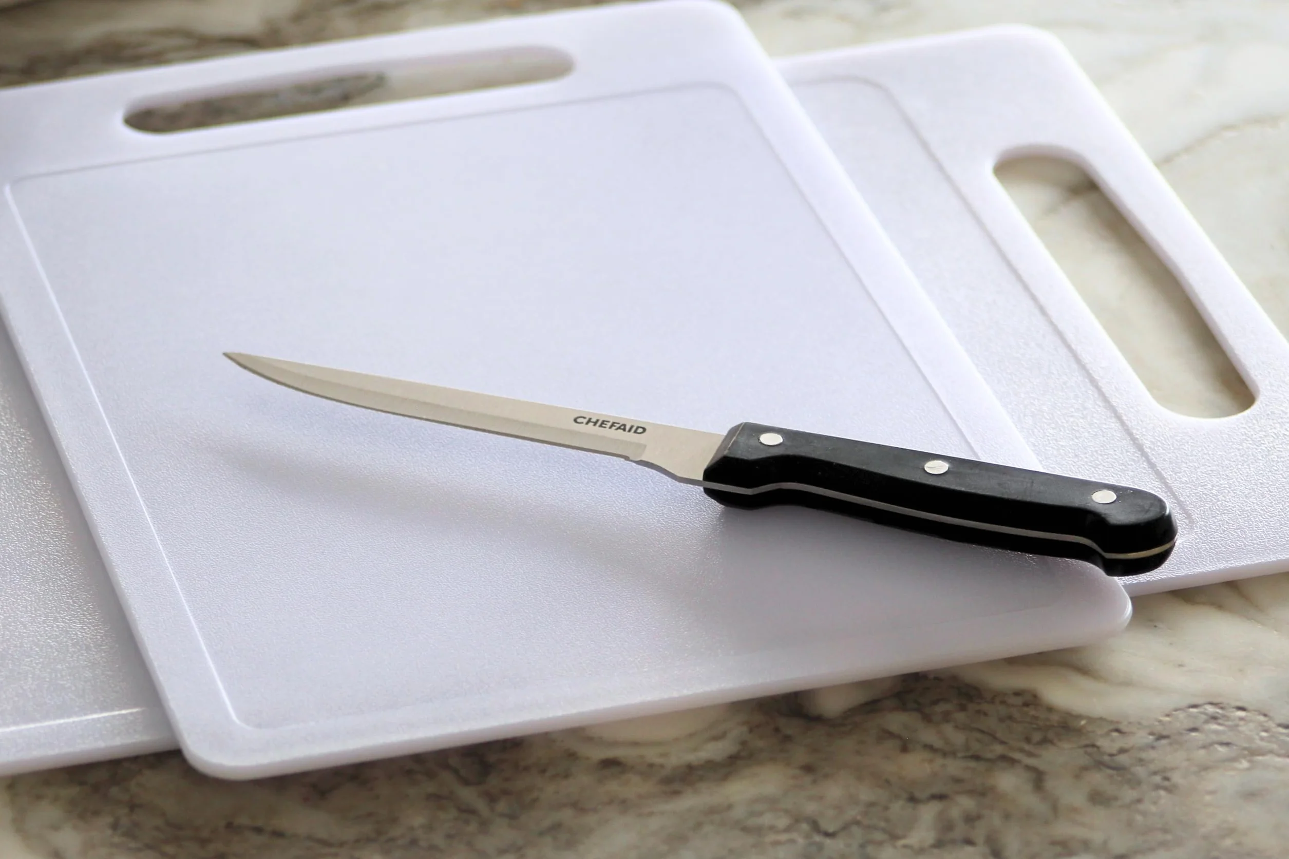 Chef Aid Tabla de cortar polietileno blanco 35x24 cm antideslizante multiusos apta lavavajillas